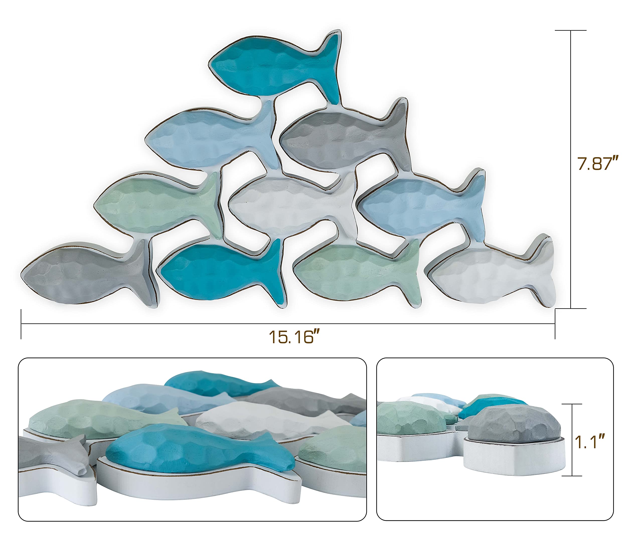 SAILINGSTORY Wooden Fish Wall Art - Coastal Beach Decor for Home, Lake House, Cabin - Nautical Themed Handcrafted Wood Decor for Living Room, Bedroom, Bathroom