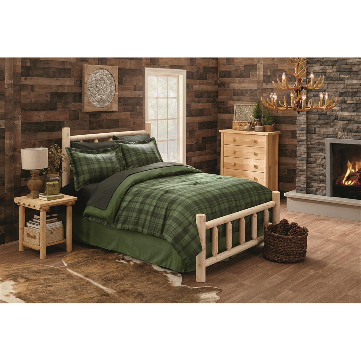 CASTLECREEK Solid Cedar Wood Bed Frame with Headboard - Heavy Duty Rustic Full Size Log Bed for Cabin Decor | Perfect for Lodge, Farmhouse & Rustic Bedroom Designs