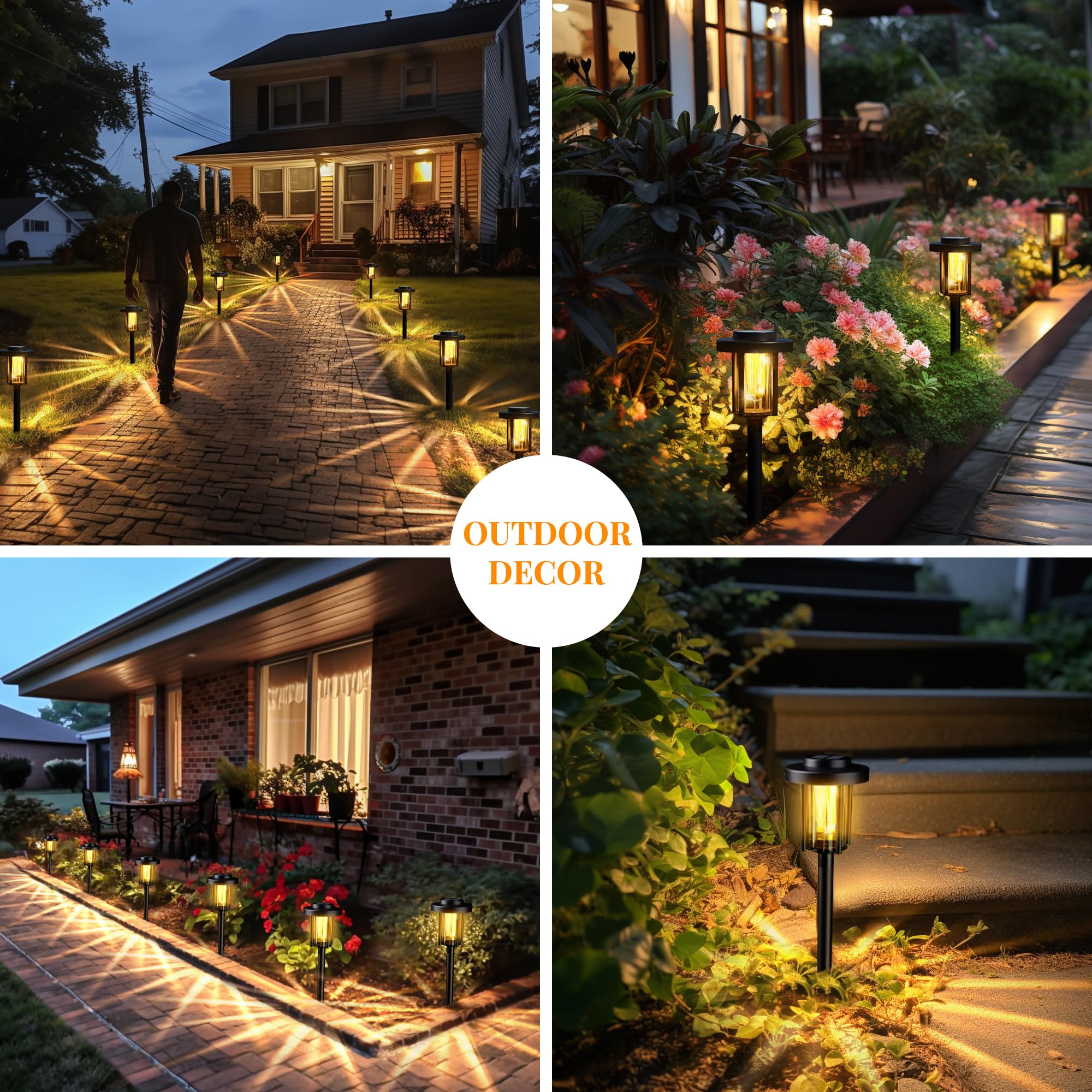 GIGALUMI 12 Pack Solar Pathway Lights - IP65 Waterproof Outdoor Garden Lights for Yard, Walkway, Patio & Porch - Warm White Solar Powered Landscape Lighting - Perfect for Garden Decor, Driveway & Backyard Lighting
