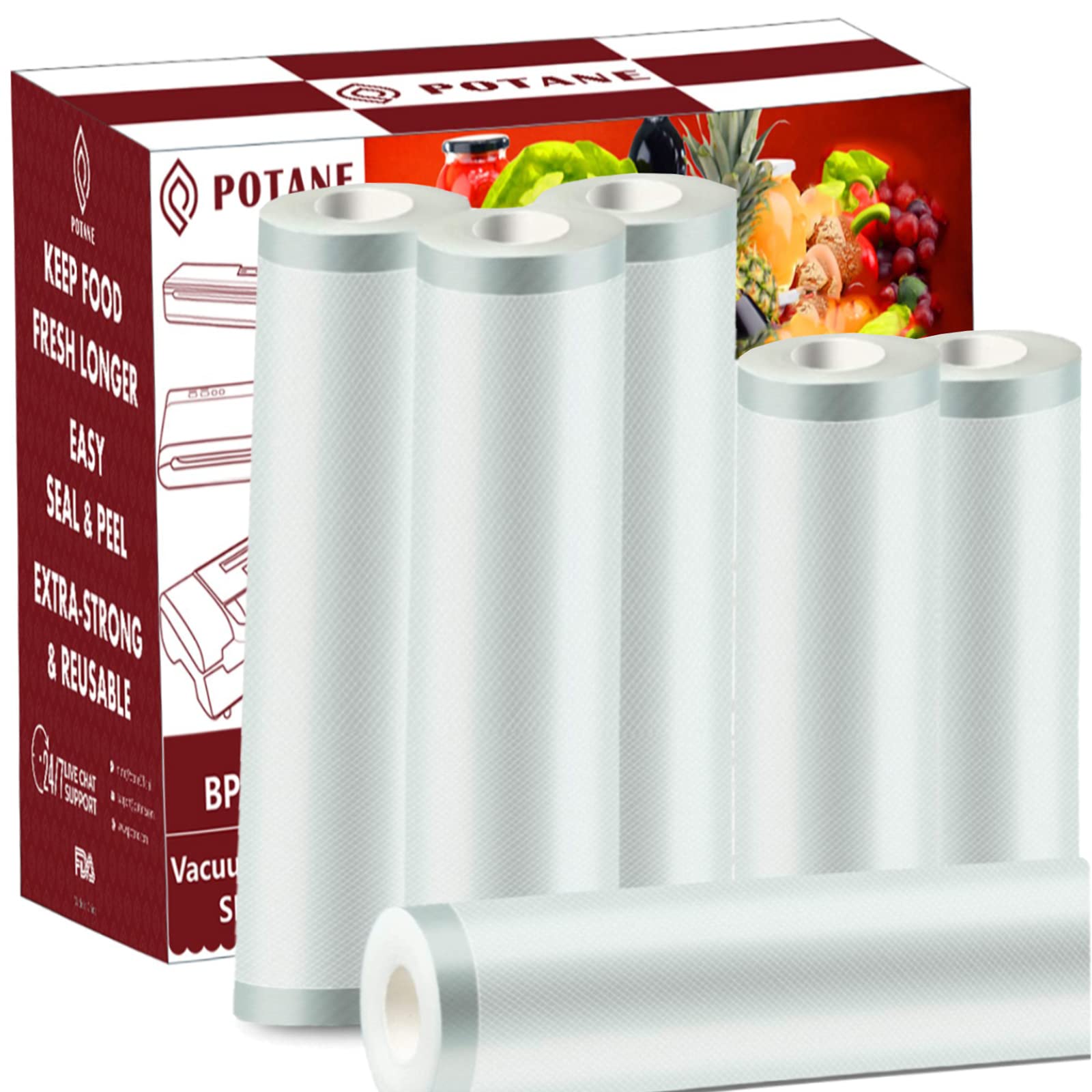 6 Pack Heavy Duty Vacuum Sealer Bags - 11