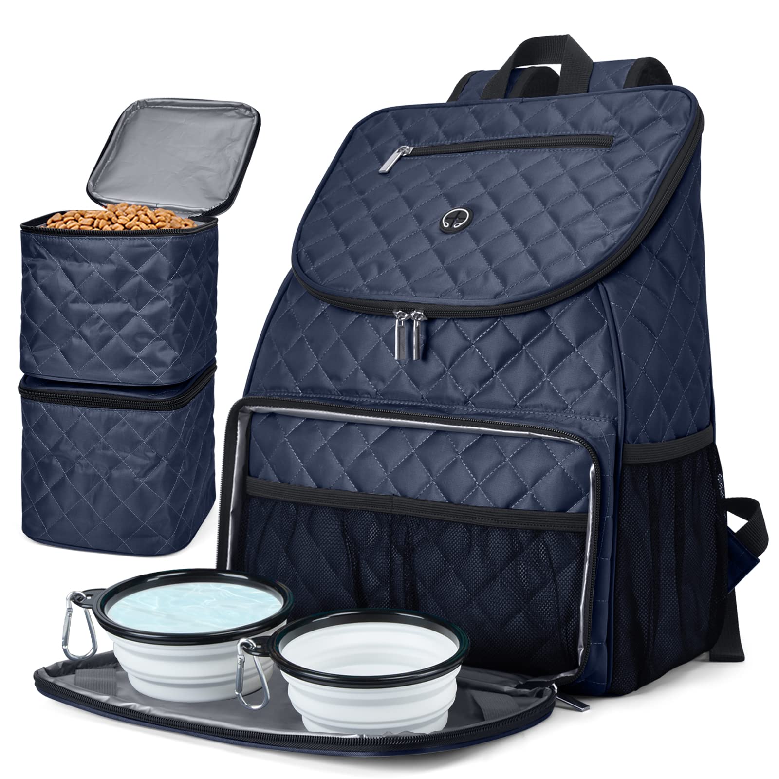 BAGLHER Airline Approved Dog Travel Backpack - Pet Carrier with 2 Collapsible Bowls & Food Containers for Small Medium Dogs - Perfect for Air Travel, Hiking, and Outdoor Adventures