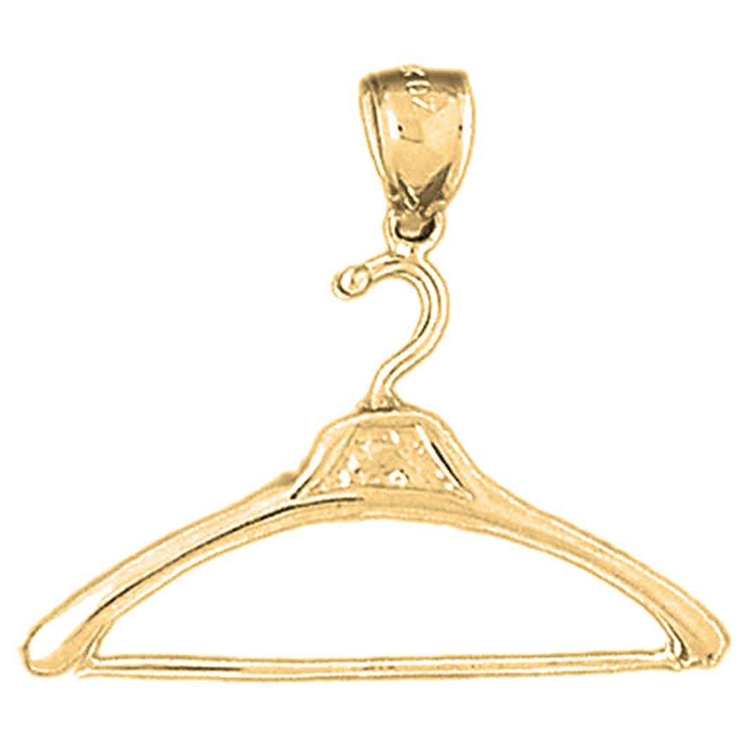 14K Yellow Gold 3D Clothes Hanger Pendant Necklace - 26mm Fashion Jewelry for Women | Perfect Gift for Fashion Lovers & Outfit Styling