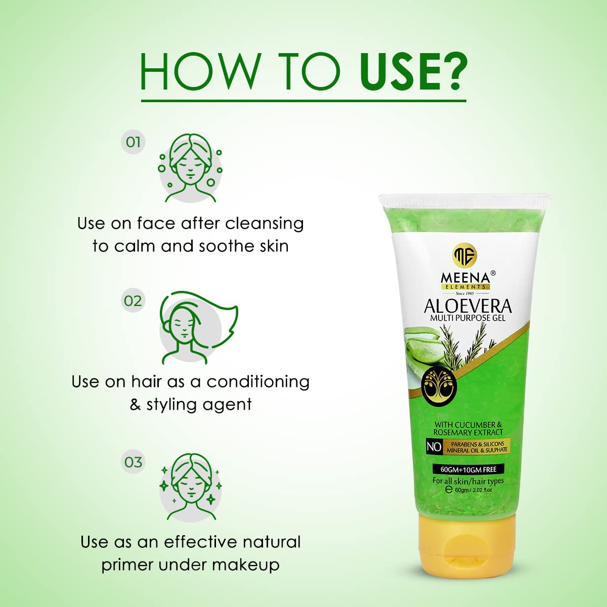 Meena Elements Khaki Powder 100g x 2 - Skin Brightening & Glowing Face Mask with Natural Ingredients | Aloe Vera Gel 60g + 10g Free (Vitamin E Enriched) for Skin & Hair Care - Men & Women Combo Pack of 4 | Perfect for Daily Skincare Routine & Spa Treatments at Home