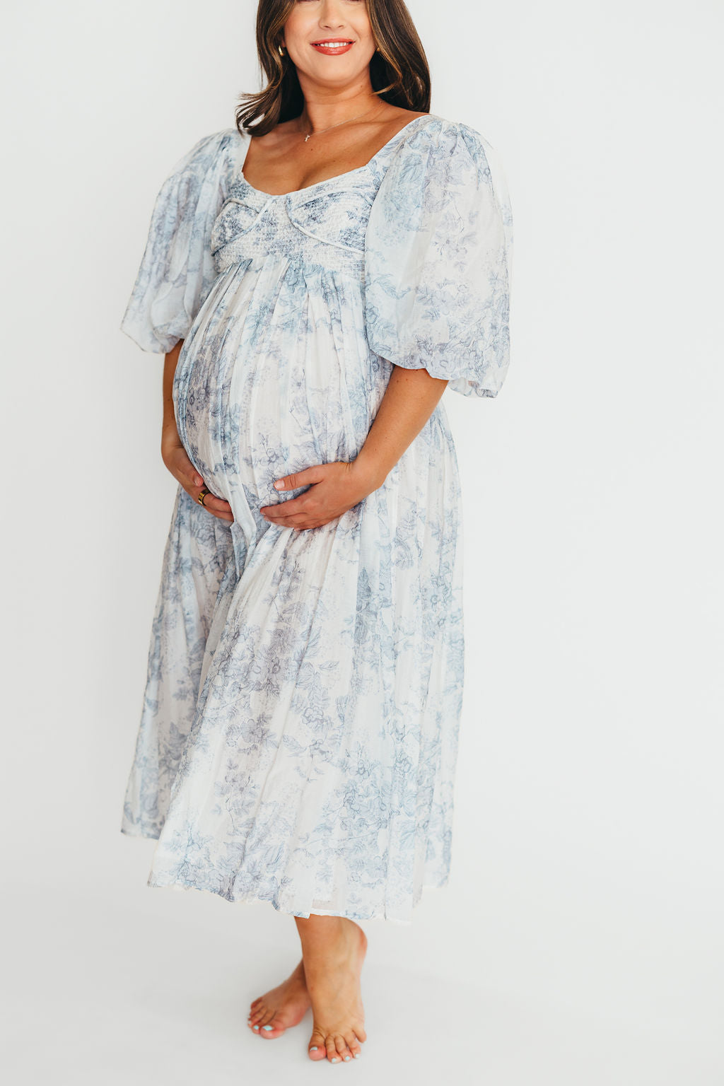 Harlow Maxi Dress - Light Blue Floral Maternity Dress | Bump Friendly & Size Inclusive (S-3XL) | Perfect for Pregnancy, Beach Vacations & Summer Weddings