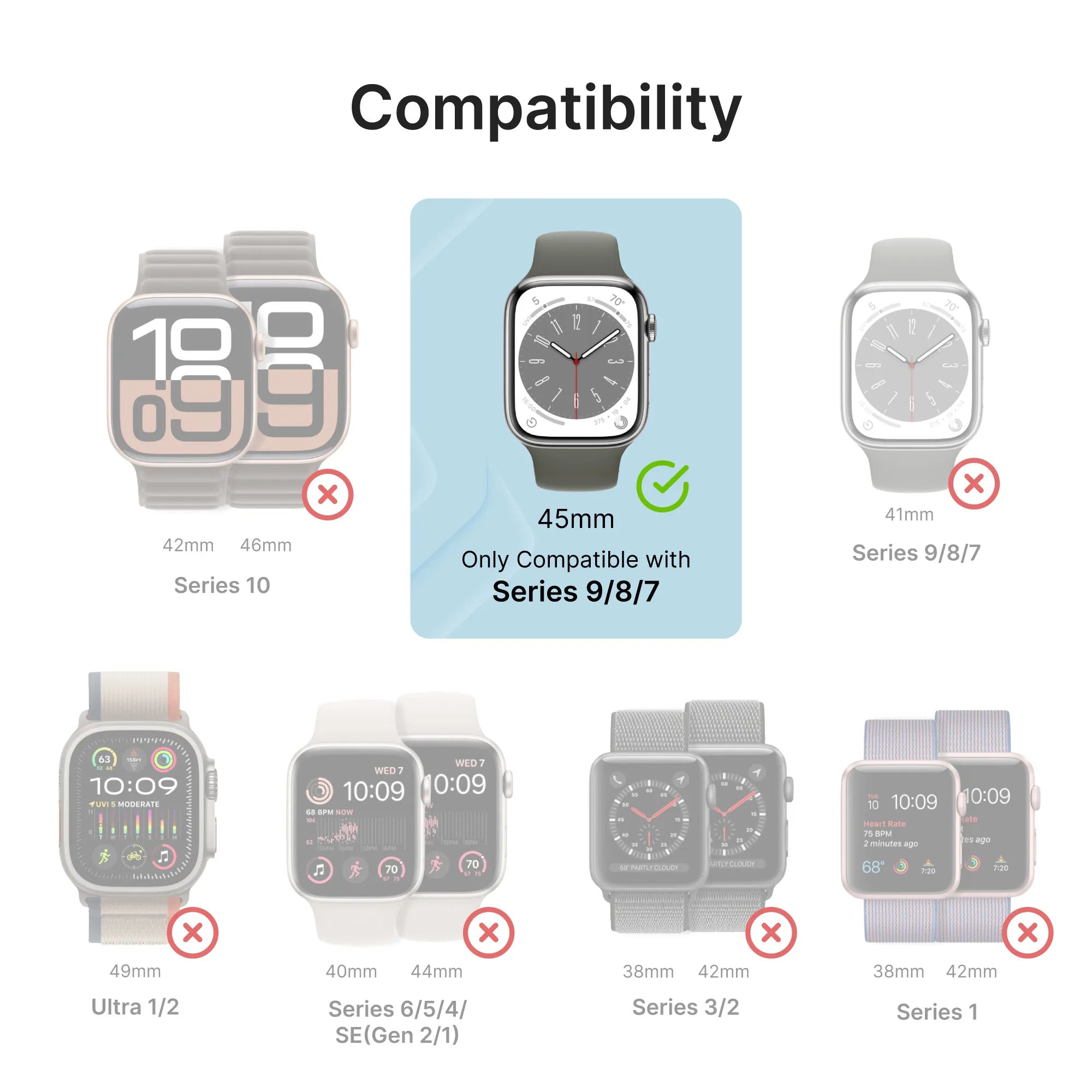 45mm Rugged Protective Case with Band for Apple Watch Series 9/8/7 - Shockproof & Scratch-Resistant Cover for Outdoor Sports, Workouts & Daily Use
