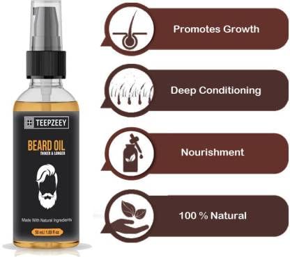 TEEPZEEY Natural Beard Growth Oil for Thicker & Longer Facial Hair - 50ml | Salicylic Acid Face Serum for Acne Treatment, Pimple & Dark Spot Removal - 40ml | Grooming Kit for Men's Daily Skincare & Beard Care Routine