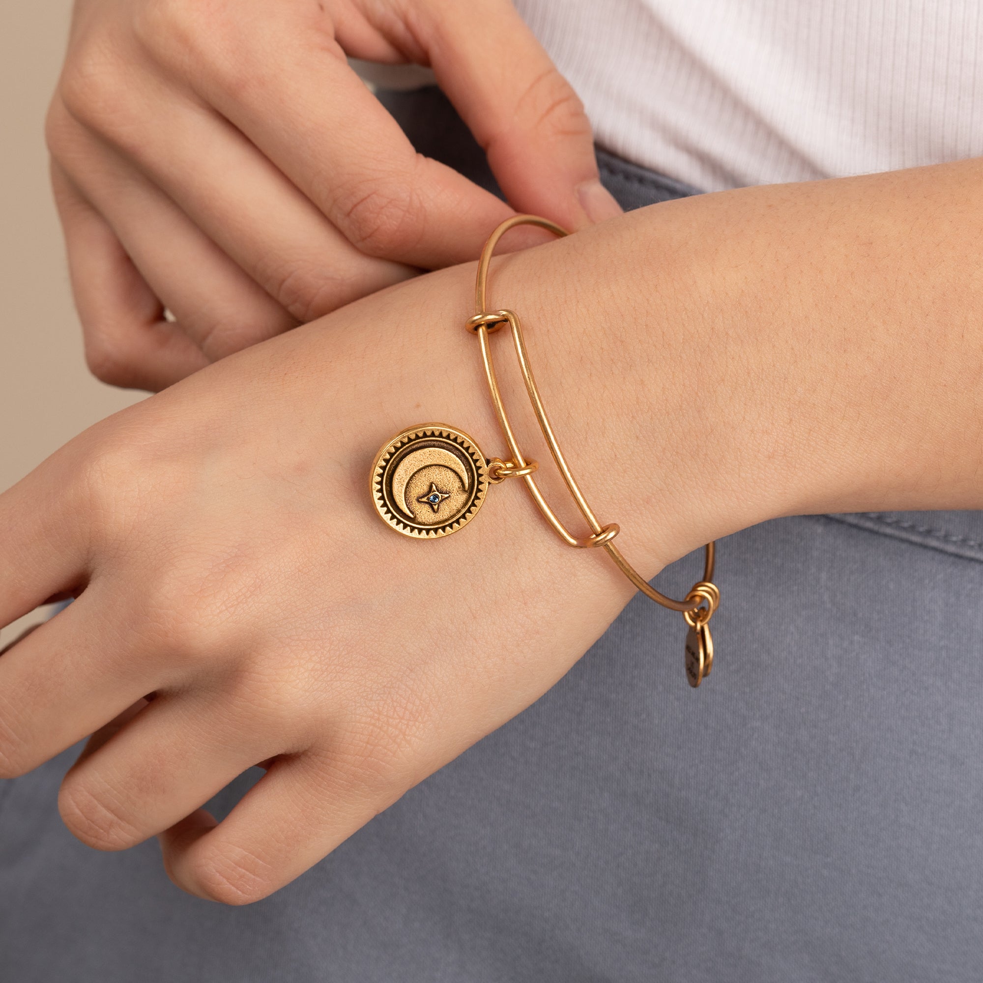 Crescent Moon Charm Bangle Bracelet for Women - Elegant Silver Moon Jewelry for Boho Fashion & Everyday Wear - Perfect Gift for Birthday, Anniversary & Special Occasions