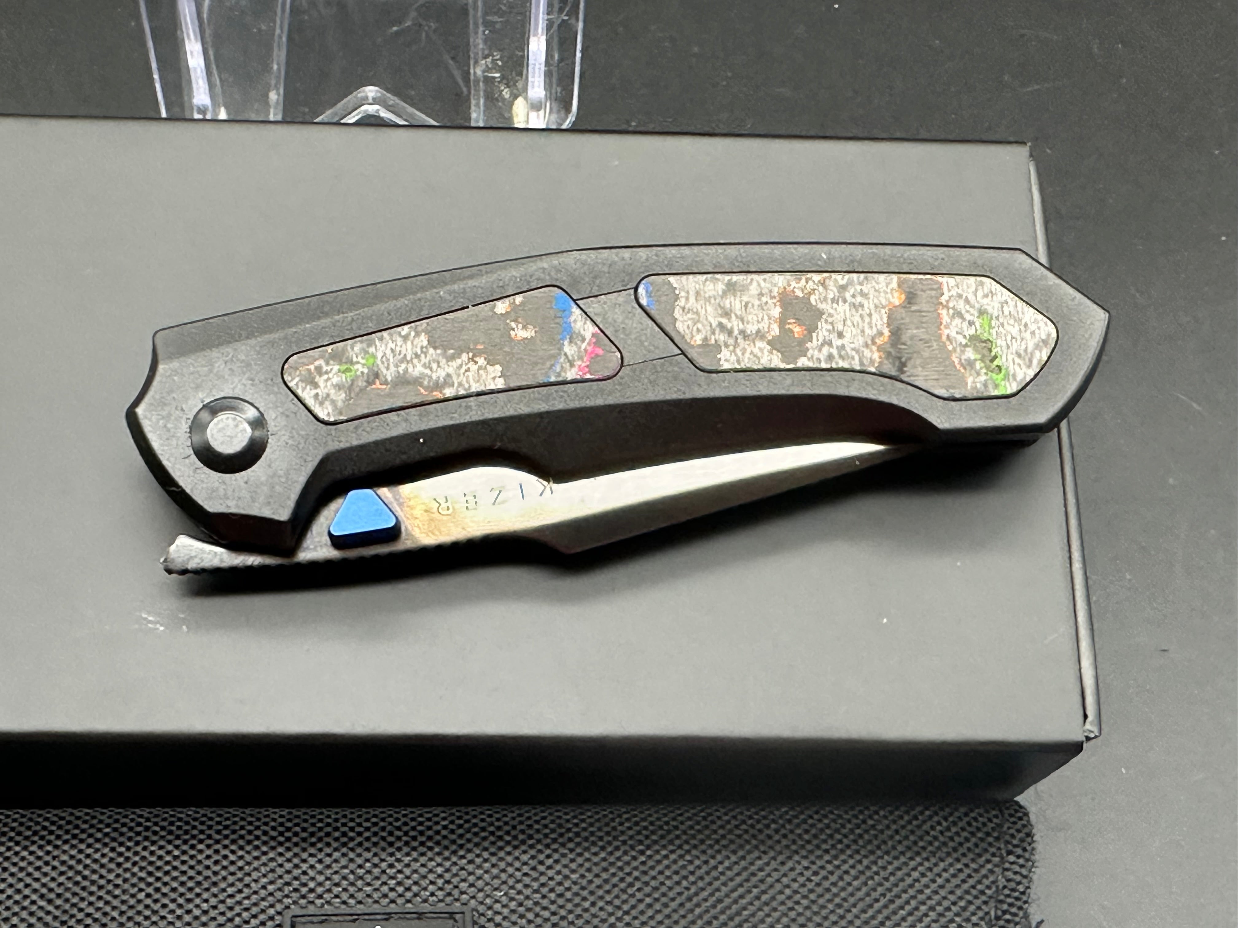 Kizer FEWEED Pocket Knife - S45VN Steel Blade with Titanium Handle & Camo Carbon Fiber Inlay - Perfect for EDC, Outdoor Adventures, and Survival Gear