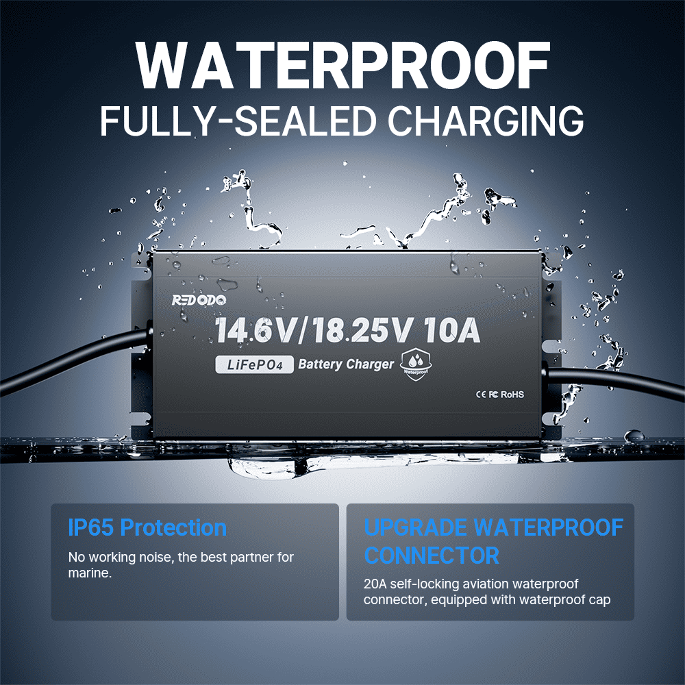 Redodo 14.6V/18.25V 10A Fast Lithium Battery Charger for Power Tools, E-Bikes, and Scooters - Smart Charging with Overcharge Protection | Perfect for DIY Projects and Outdoor Adventures