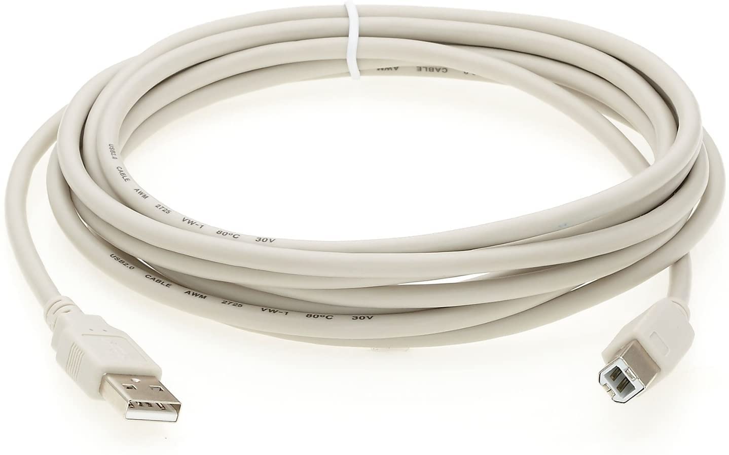 15 Ft Ivory USB 2.0 Printer Cable - A-Male to B-Male High Speed Data Transfer Cord for HP Envy 6075 All-in-One Printer (8QQ97A#B1H) - Perfect for Home Office Printing & Scanning