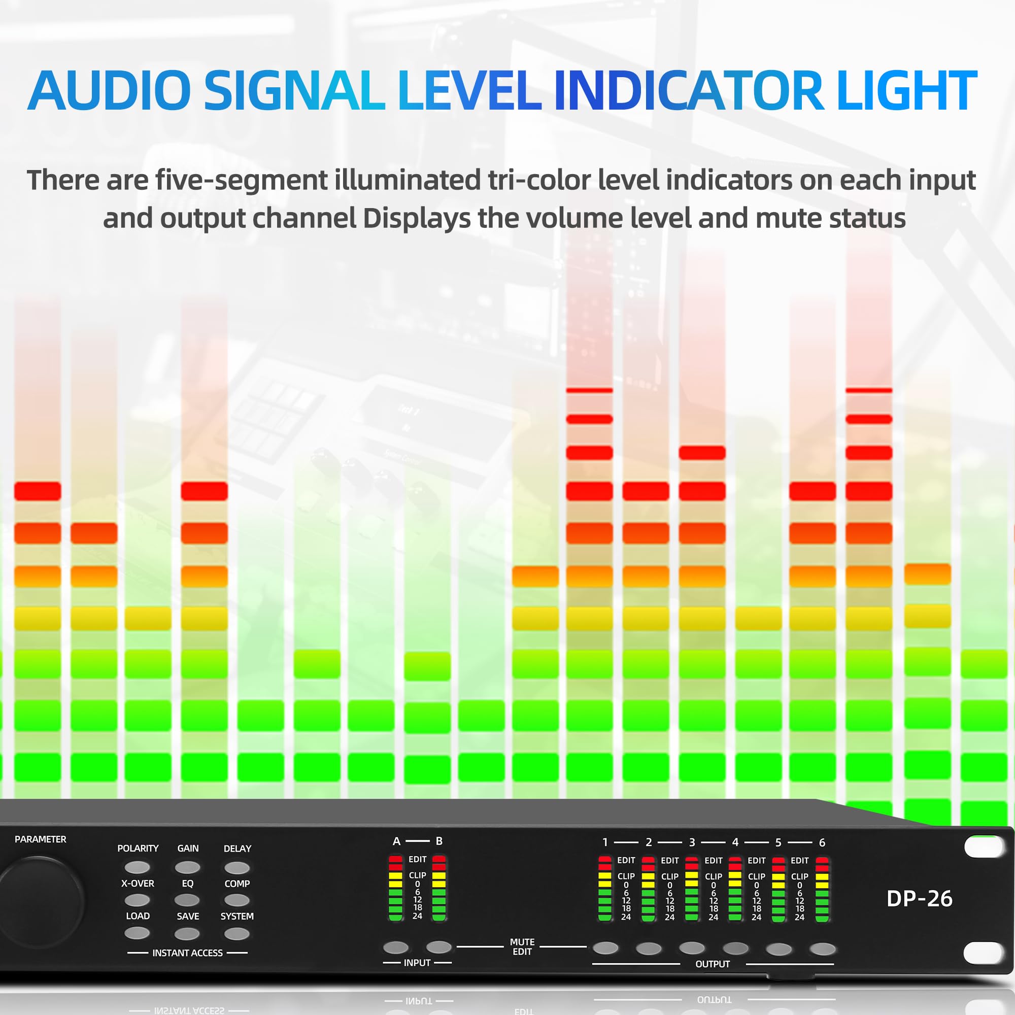 DP-26 2-In/6-Out Professional Digital Audio Processor | DSP Speaker Management System for Live Sound & Studio | All-in-One Matrix with EQ, Crossover, Mixer, Effects & Delay | Perfect for Line Arrays, PA Systems & Home Theaters