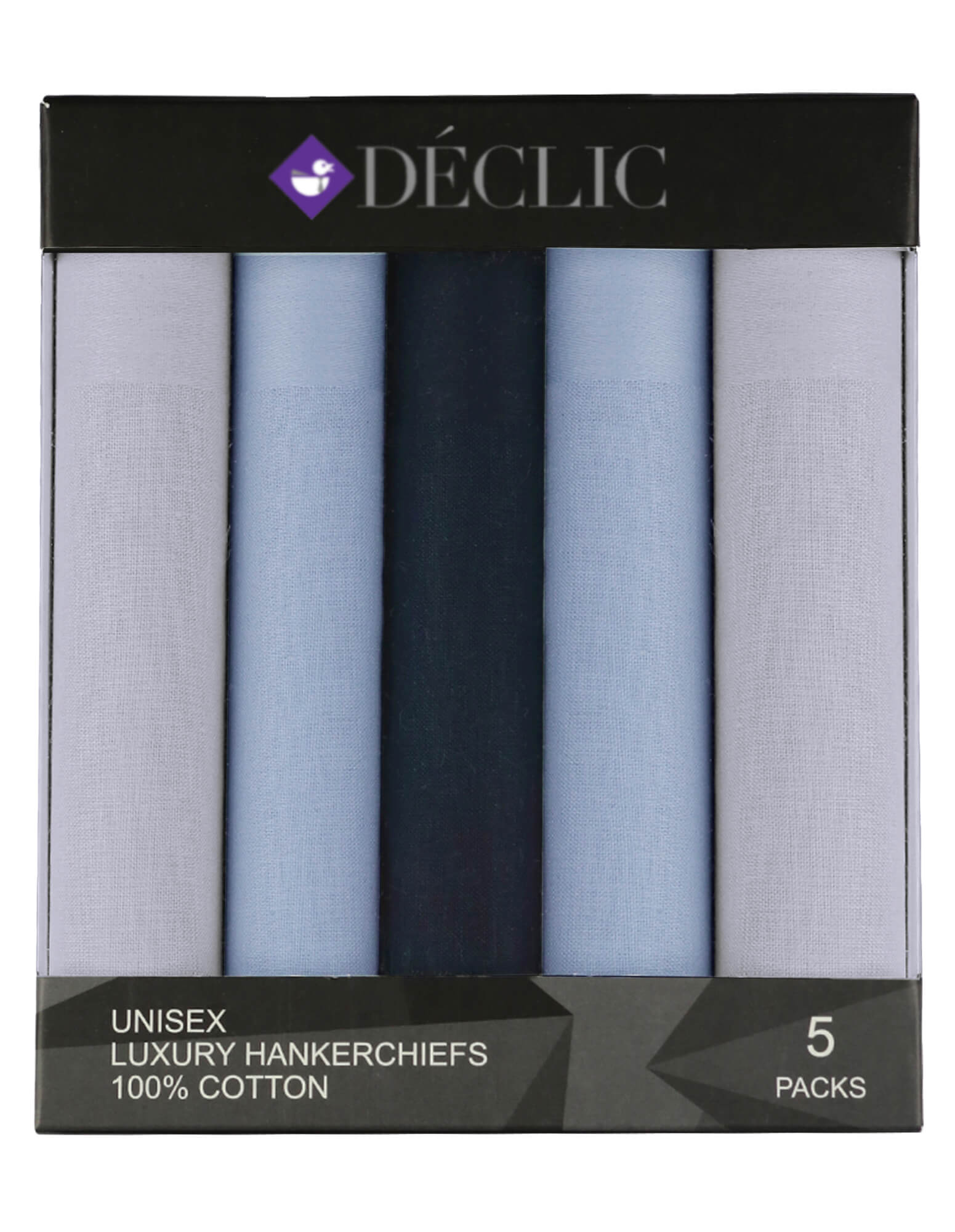 DÉCLIC Premium Cotton Handkerchiefs (5 Pack) - Soft & Absorbent for Men & Women - Perfect for Everyday Use, Travel, and Formal Occasions