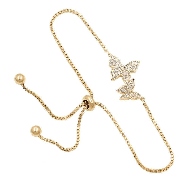 Elegant Gold Butterfly Bracelet with Crystals for Bridesmaids - Perfect for Weddings, Parties & Special Occasions