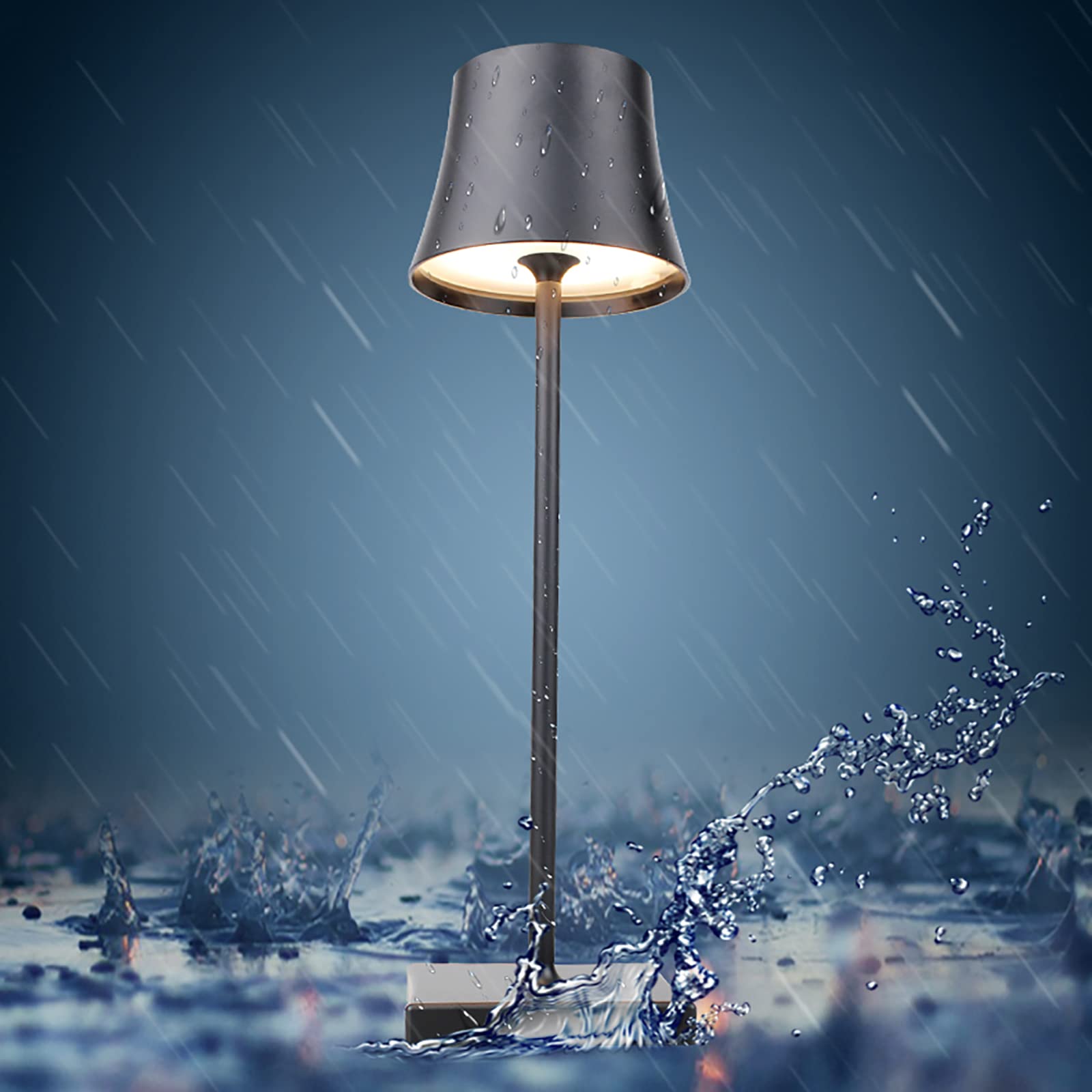 Rechargeable LED Cordless Table Lamp - 5200mAh Battery Operated Desk Light with Touch Dimming, Portable Mini Bedside Lamp for Home, Bedroom, Office, Outdoor, Restaurant & Garden Use (Black)
