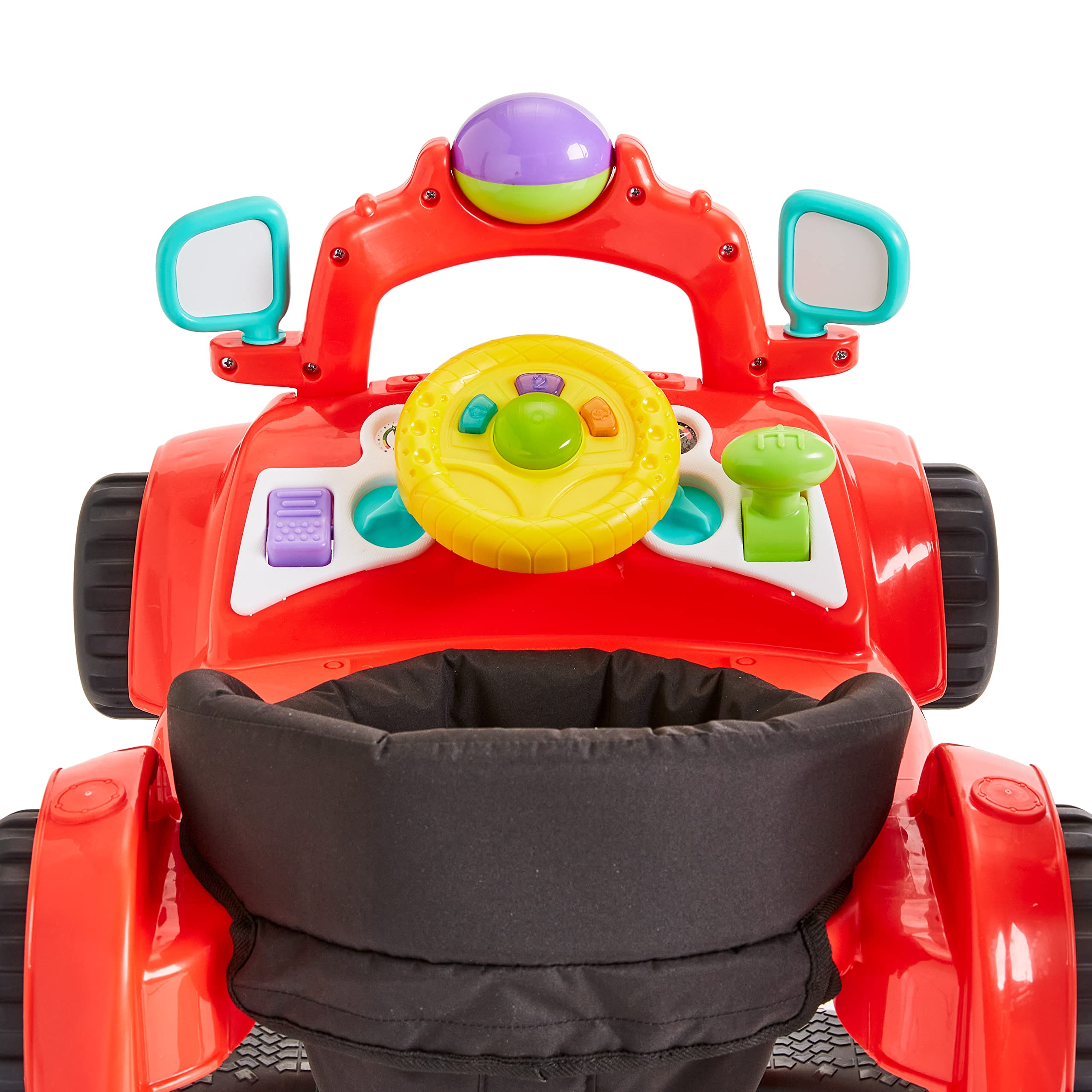 Kolcraft 4x4 2-in-1 Baby Activity Push Walker with Steering Wheel, Lights & Sounds - Interactive Learning Toy for Infants 6-18 Months (Racer Red) | Perfect for Early Walking Development & Indoor Playtime