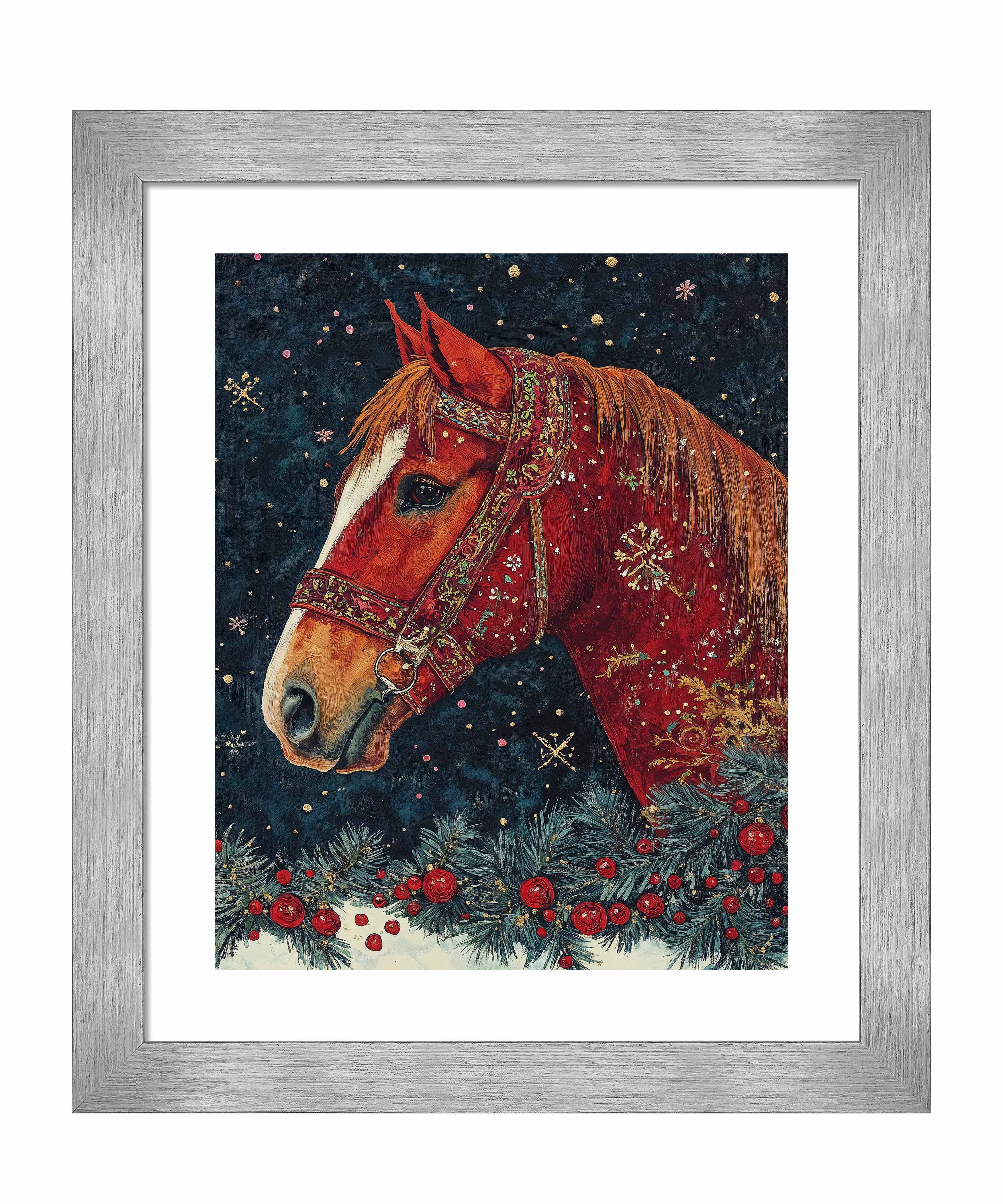 Candycane Canter Art Prints - Whimsical Christmas Horse Wall Decor for Home, Office & Holiday Gift Giving