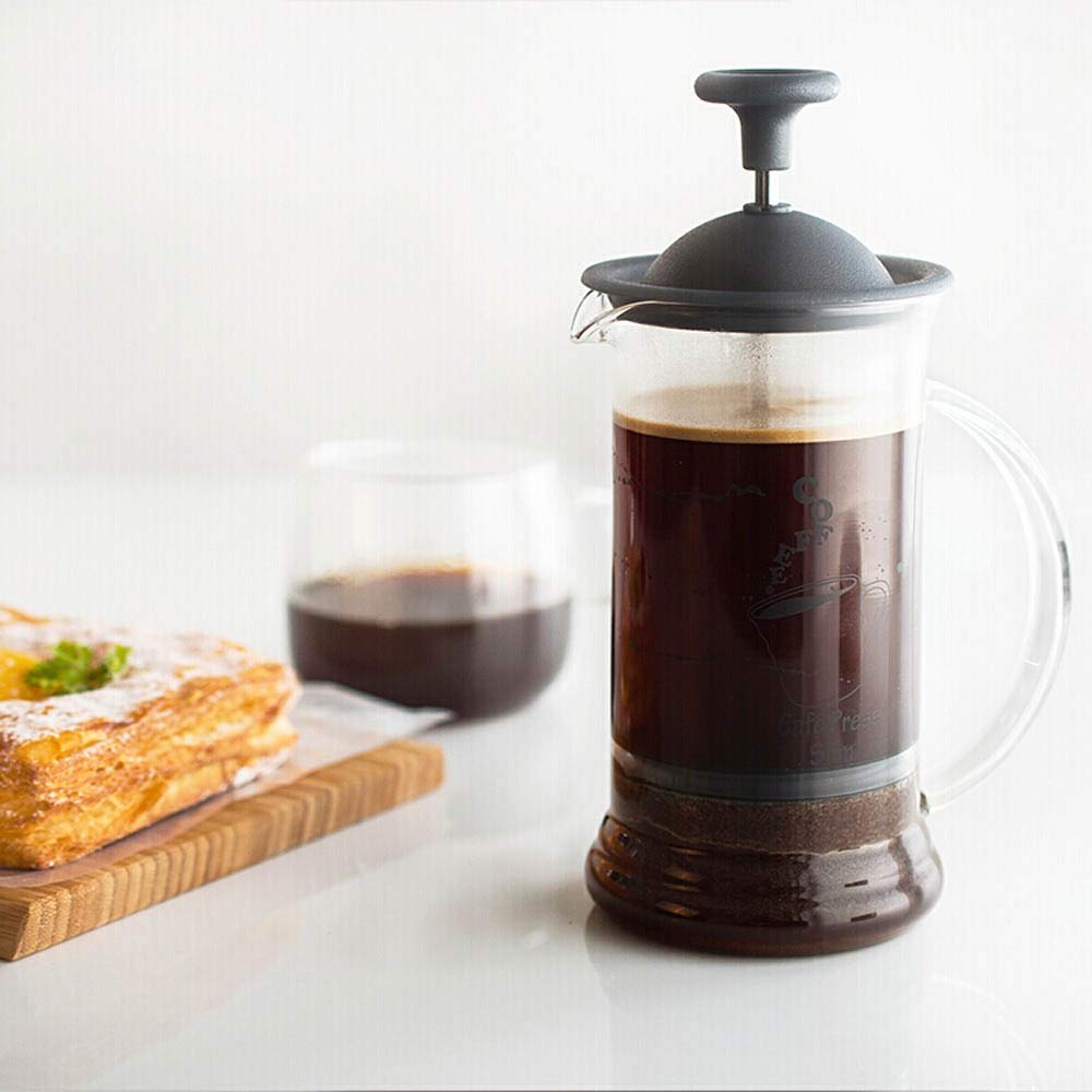Premium French Press Coffee Maker - 240ml Heat-Resistant Glass Coffee Pot with Stainless Steel Filter, Portable Manual Coffee Press for Home, Office & Travel | Clear Glass Coffee Brewer for Rich Flavor & Easy Cleaning