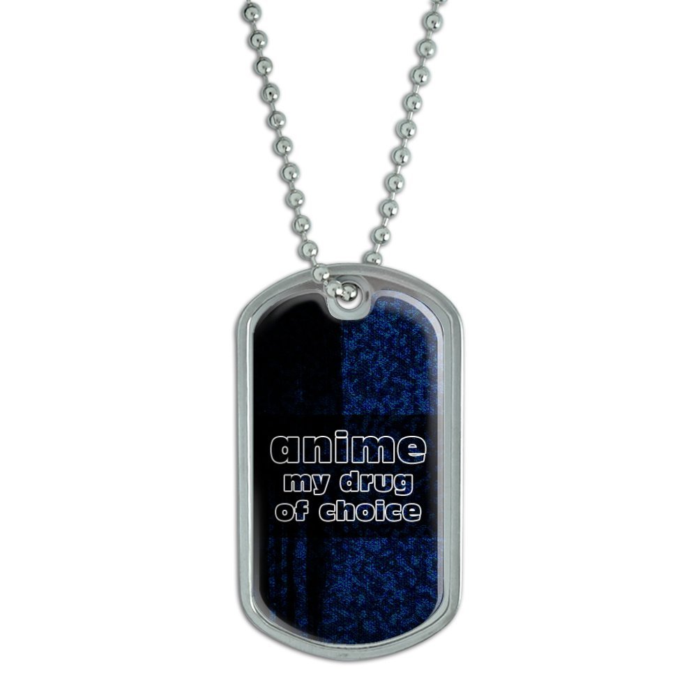 Anime My Drug of Choice Military Dog Tag Luggage Keychain - Stylish Anime Accessory for Travel, Backpacks & Keys | Perfect for Anime Fans & Cosplay