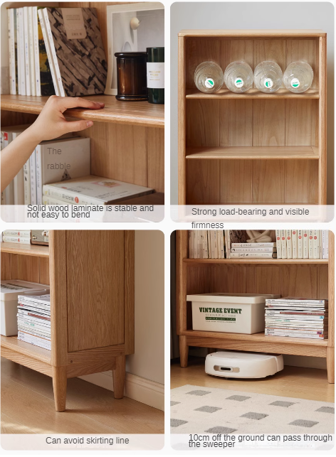 Oak Solid Wood Modern Open Grid Bookcase - Stylish Storage for Books & Décor - Perfect for Living Room, Office & Library Organization
