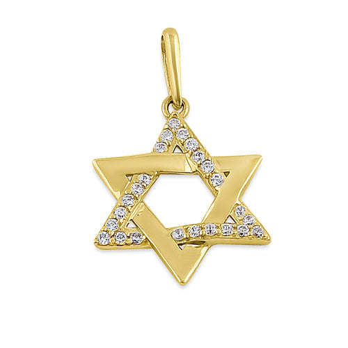 14K Solid Yellow Gold Star of David CZ Pendant Necklace - Elegant Jewish Jewelry Gift for Hanukkah, Bar Mitzvah & Everyday Wear