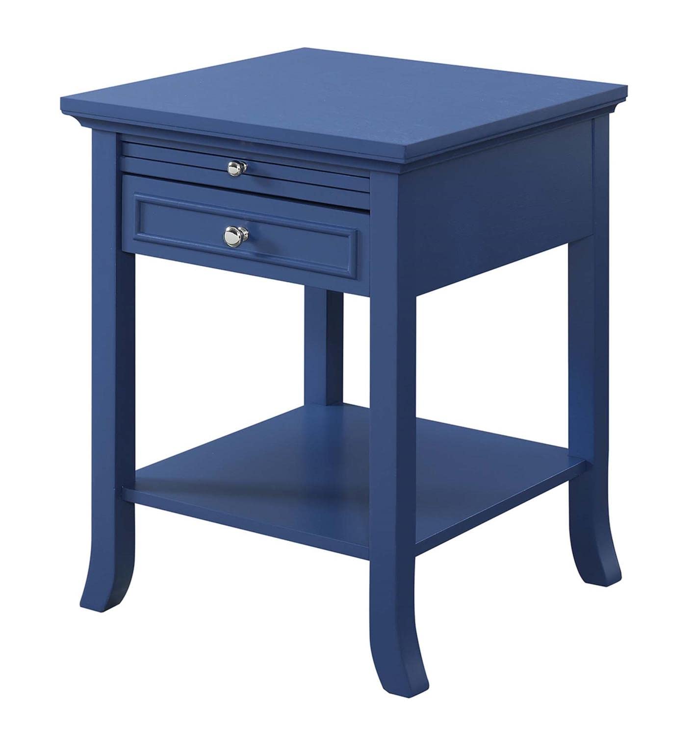 Convenience Concepts American Heritage Logan 1-Drawer End Table with Pull-Out Shelf, Cobalt Blue - Stylish Nightstand for Bedroom, Living Room or Office Furniture
