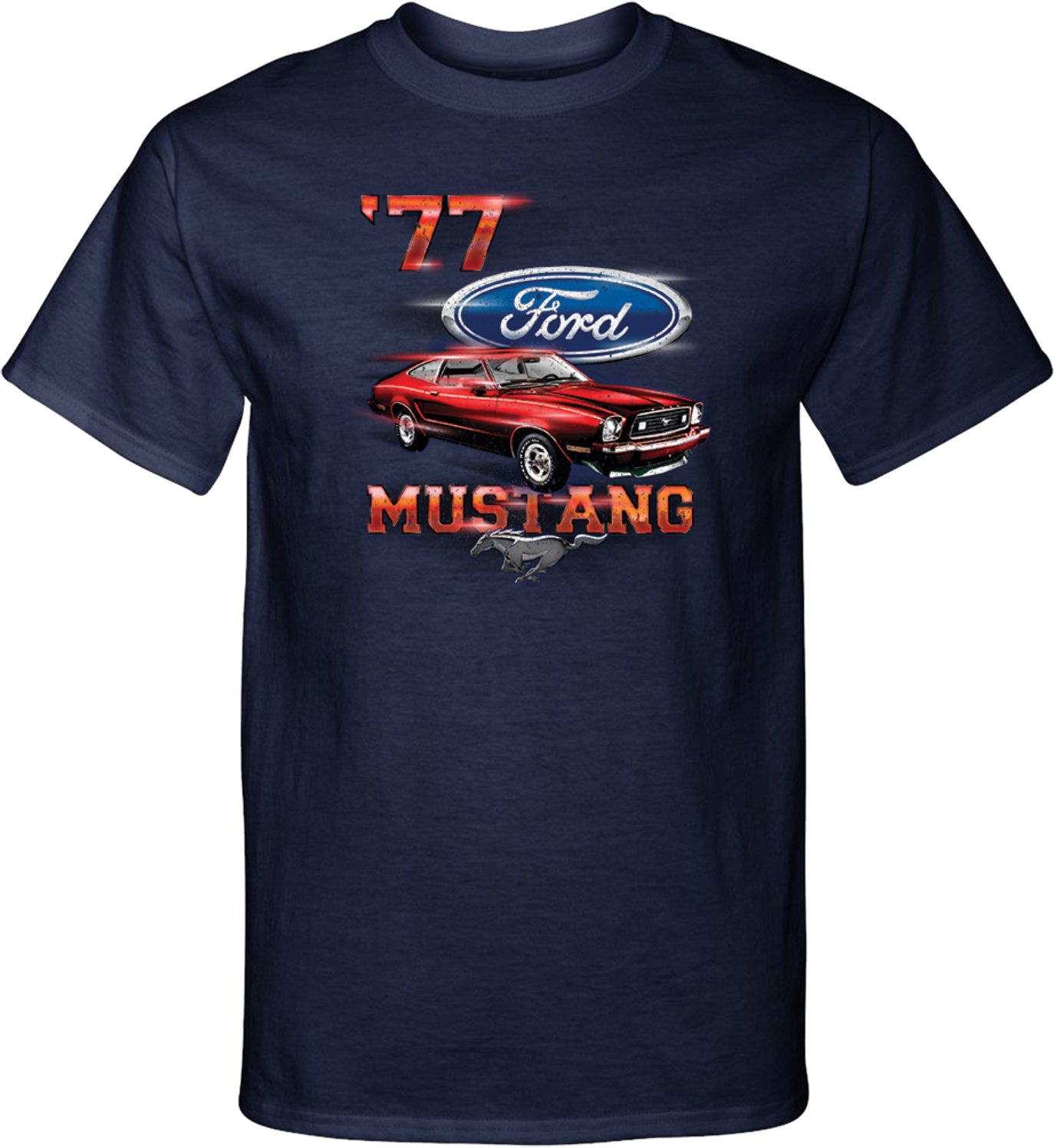 Vintage 1977 Ford Mustang Graphic T-Shirt for Men - Cool Retro Tall Tee - Perfect for Car Enthusiasts & Casual Wear