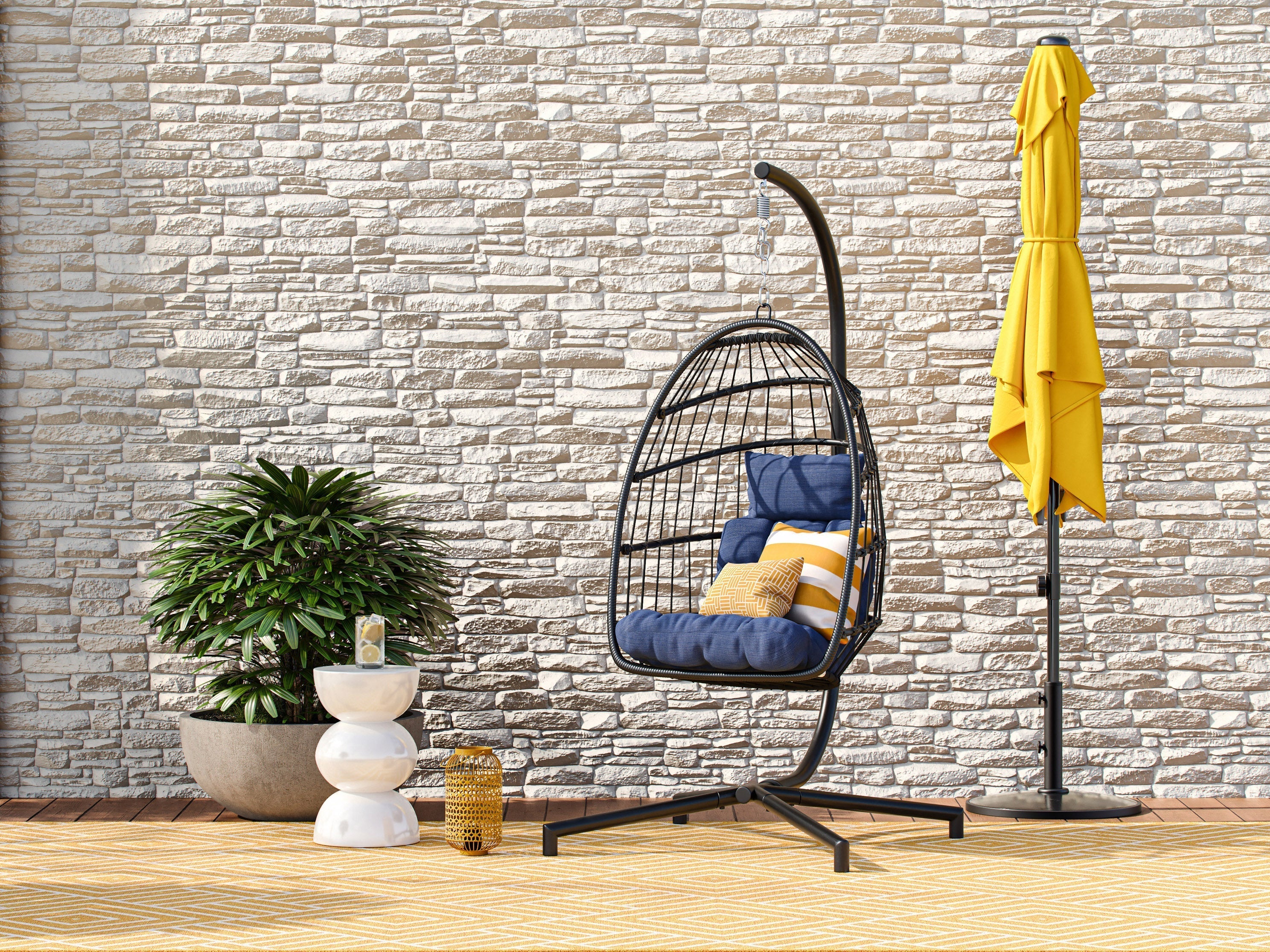 Blue Hanging Egg Chair for Outdoor & Indoor Use - Comfortable Swing Chair for Patio, Garden, Balcony, and Living Room
