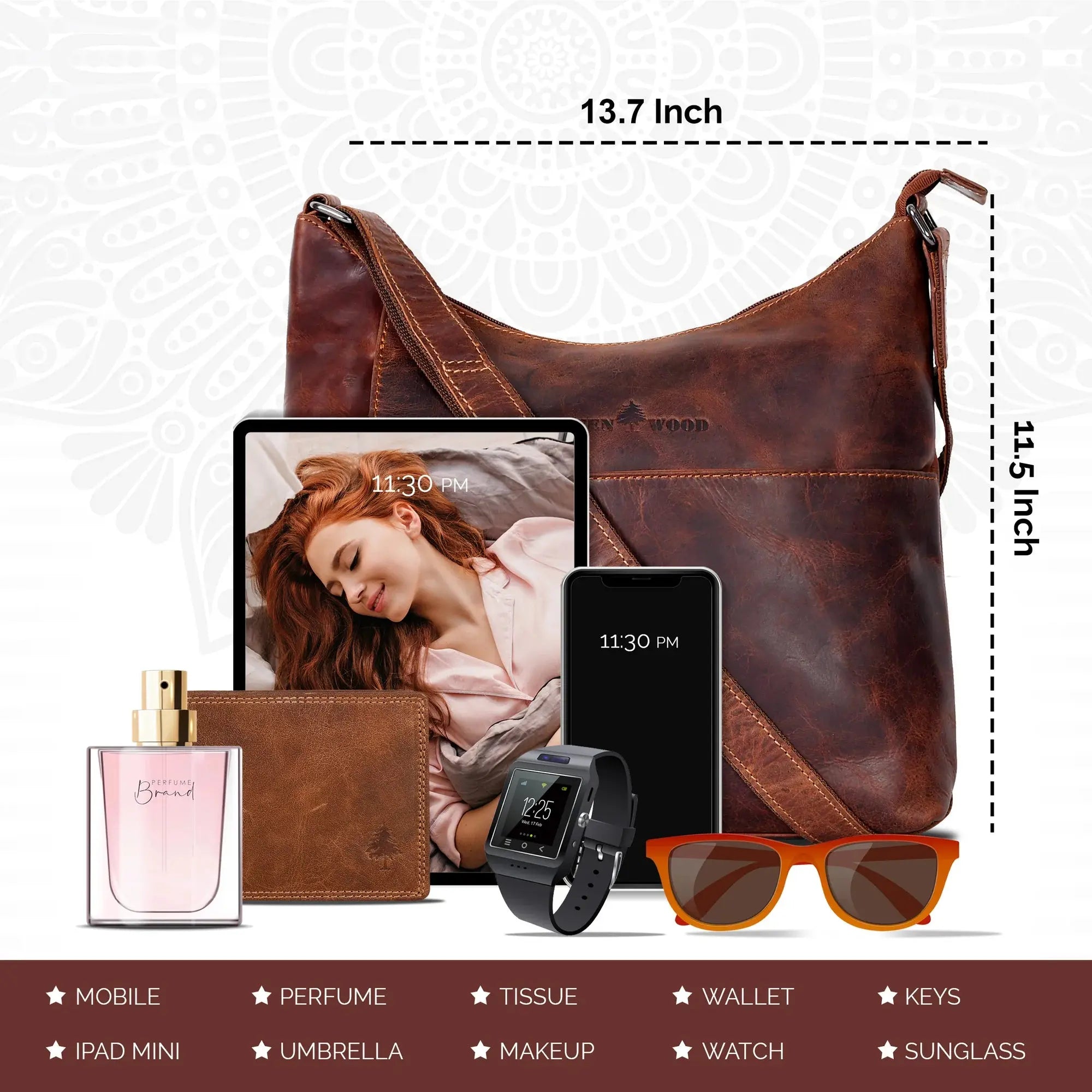 Stylish Greenwood Leather Crossbody Shoulder Bag for Women - Perfect for Everyday Use, Travel & Shopping