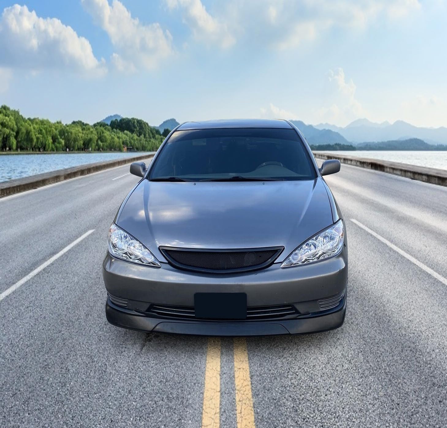 IKON MOTORSPORTS VIP Style PU Black Front Bumper Lip Spoiler Splitter for 2002-2003 Toyota Camry - Aggressive Styling Upgrade for Street Racing & Car Shows