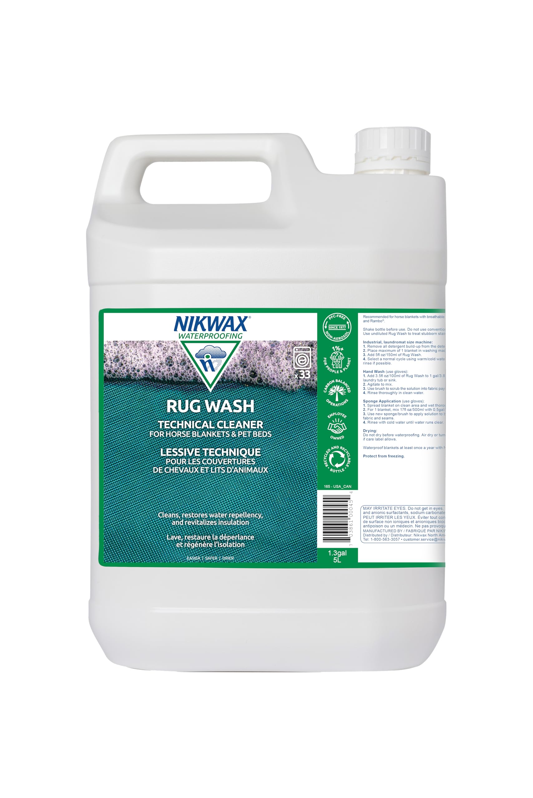 Nikwax Rug Wash 5L - Heavy-Duty Carpet & Rug Cleaner for Deep Cleaning - Ideal for Home, Office, and Pet Areas - Removes Stains & Odors Effectively - Perfect for High-Traffic Areas and Seasonal Deep Cleaning