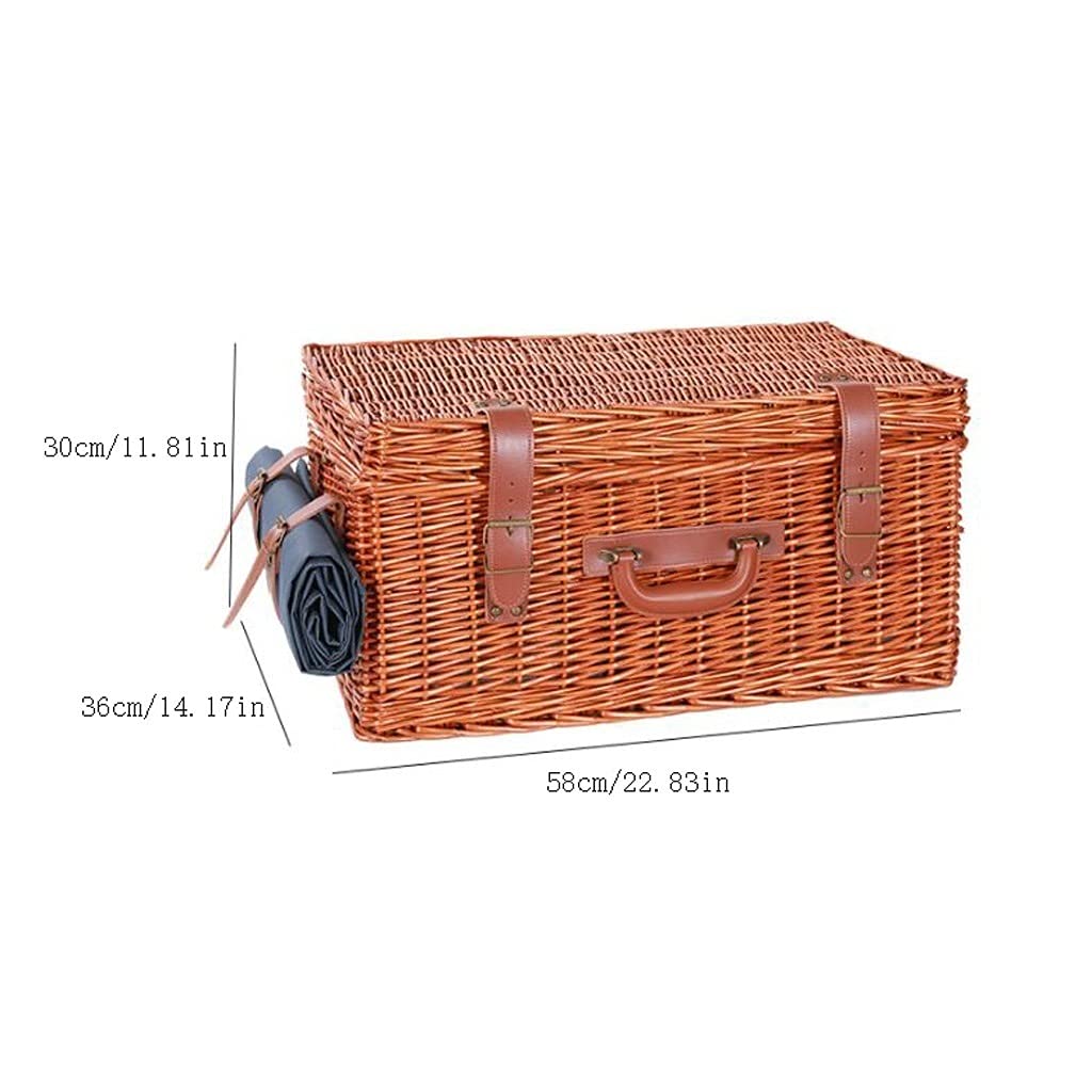 Premium Handmade Wicker Picnic Basket with Cutlery Set - Ideal for Outdoor Picnics, Camping Trips, Beach Parties & Holiday Gatherings (Christmas, Birthday, Anniversary) - Durable & Stylish for All-Weather Use (Color: A)