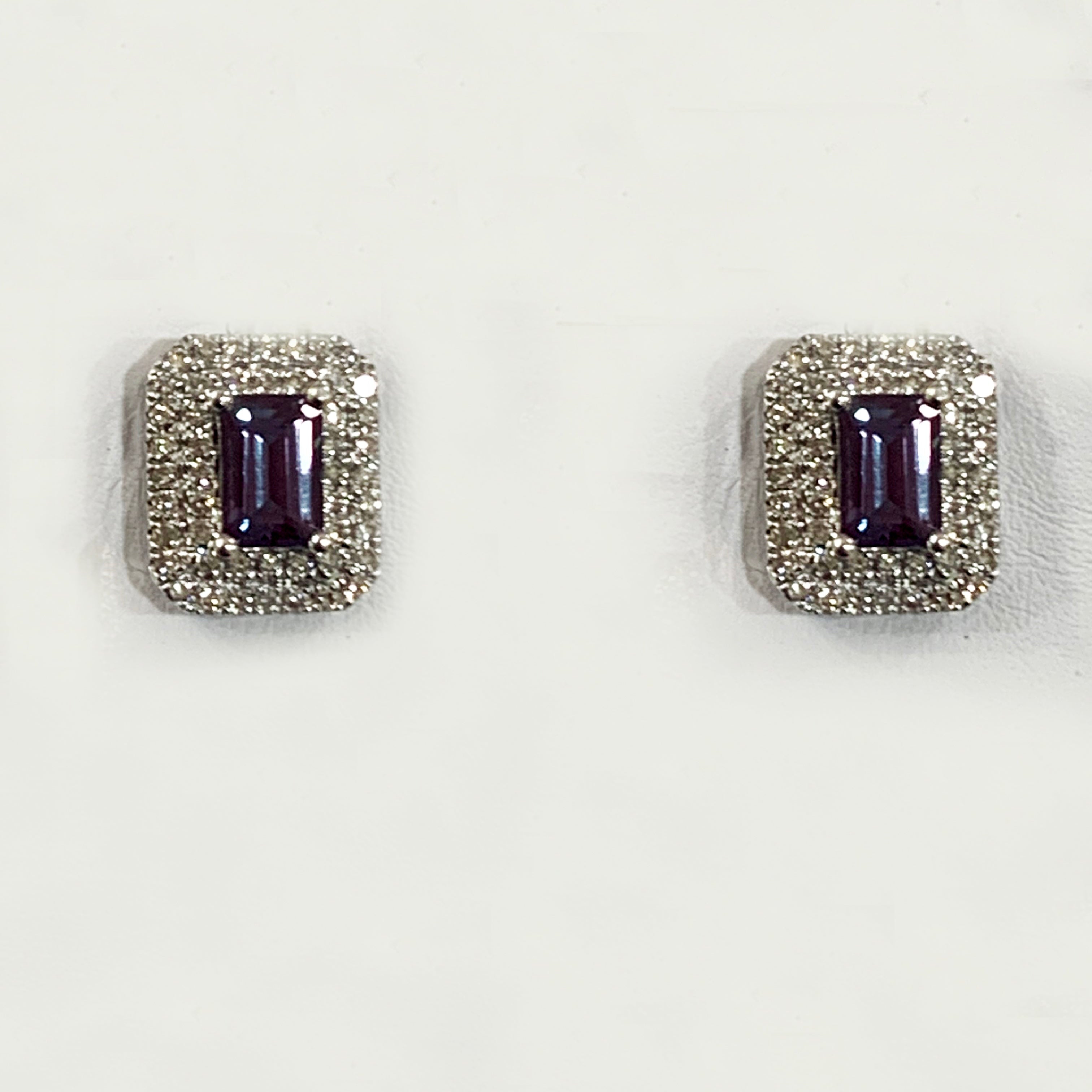 14K White Gold Alexandrite Earrings | Natural Color-Changing Gemstone Stud Earrings for Women | Perfect for Weddings, Anniversaries & Special Occasions