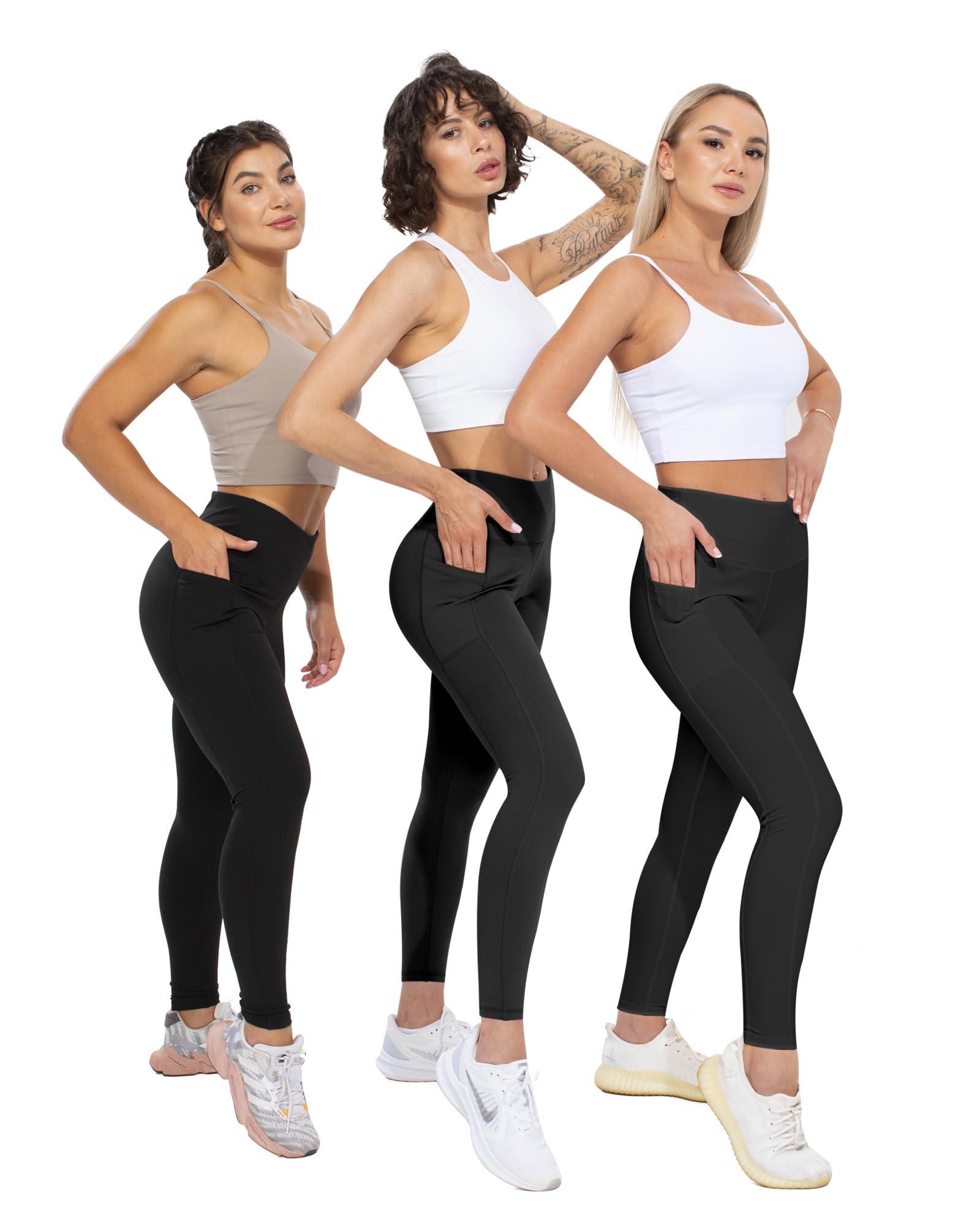 CHRLEISURE Women's High Waisted Yoga Pants with Pockets - Tummy Control Workout Leggings for Running, Gym & Lounge Wear