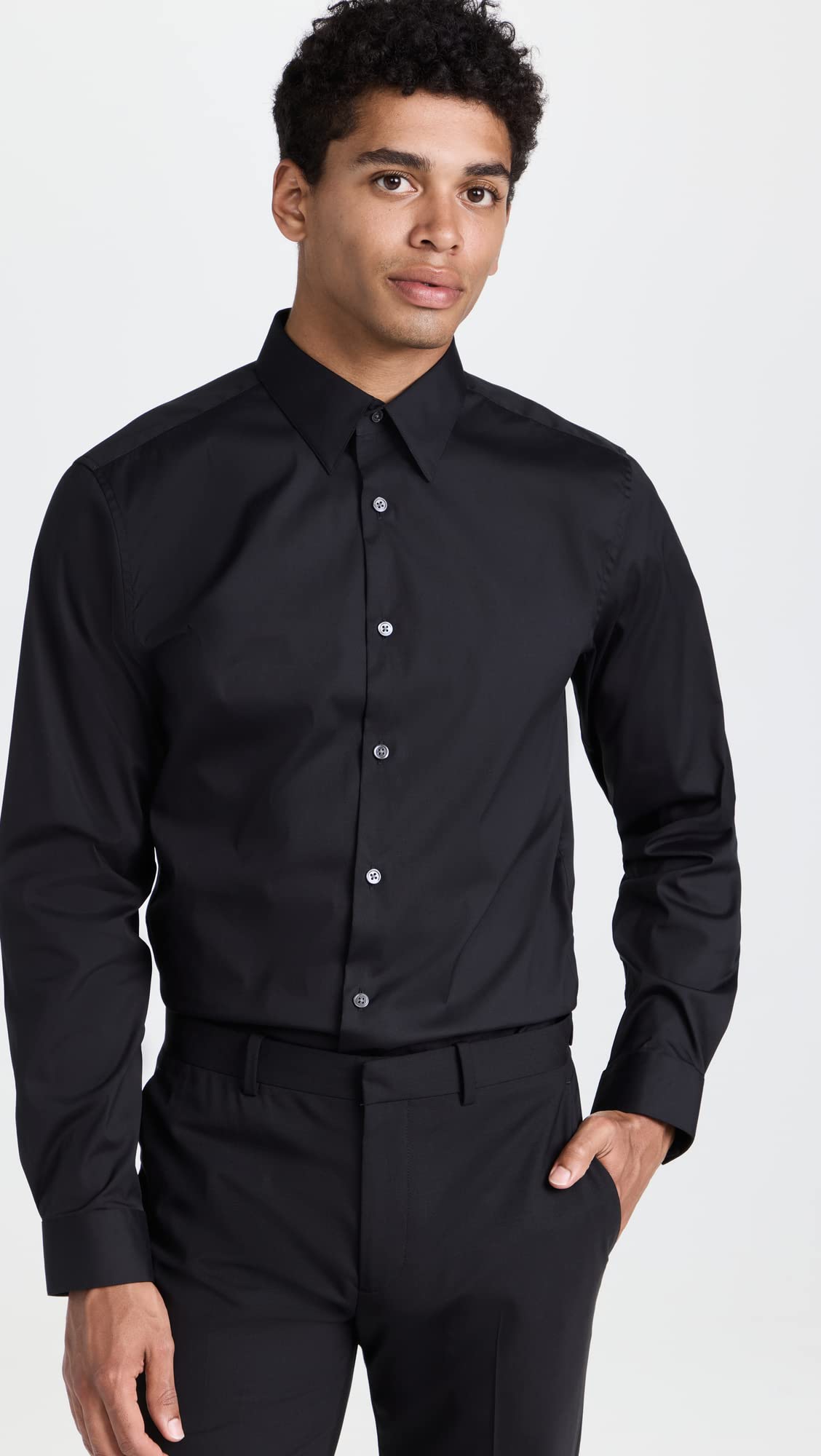 Theory Men's Sylvain Premium Cotton Dress Shirt - Slim Fit Button Down Shirt for Business Casual & Office Wear