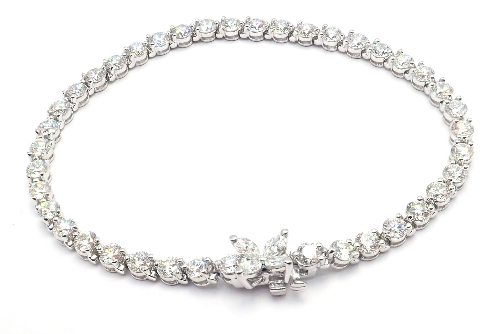 Authentic Tiffany & Co Victoria Platinum 6.5 Carat Diamond Tennis Bracelet - Luxury Jewelry for Women, Elegant Gift for Anniversary, Wedding & Special Occasions