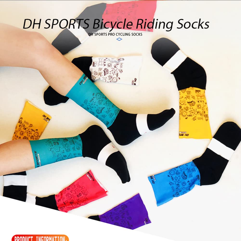 Cycling Socks for Men & Women - Breathable Bike Riding Socks for XC, MTB, BMX - Athletic Ankle Socks in White, Yellow, Blue, Green, Red - Perfect for Road Cycling, Mountain Biking & Indoor Training