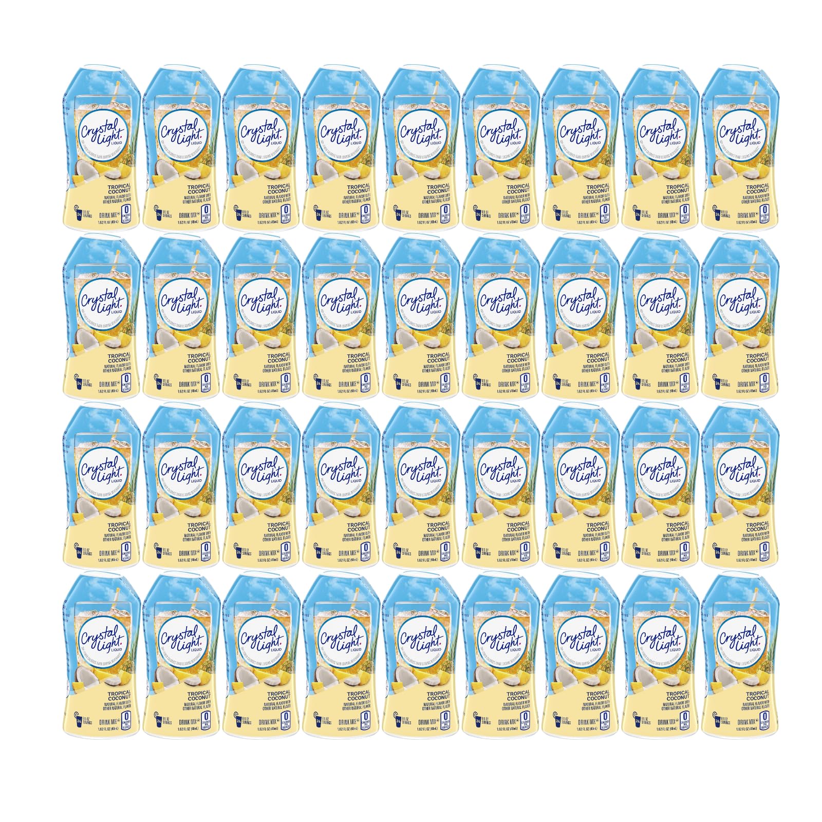 Crystal Light Liquid Energy Drink - Tropical Coconut Flavor, 1.62 fl oz (36 Pack) | Hydration Boost for Workouts, Travel & Daily Energy Support
