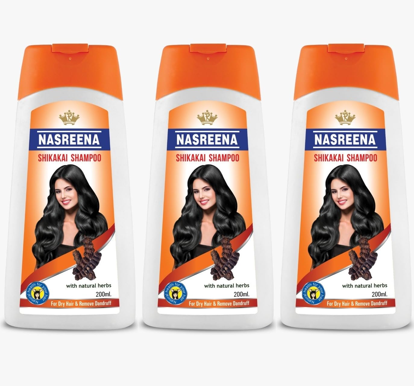 Nasreena Shikakai Herbal Hair Shampoo - 200ml (Pack of 3) | Natural Ayurvedic Hair Care for Shine & Growth | Perfect for Daily Use & Scalp Treatment