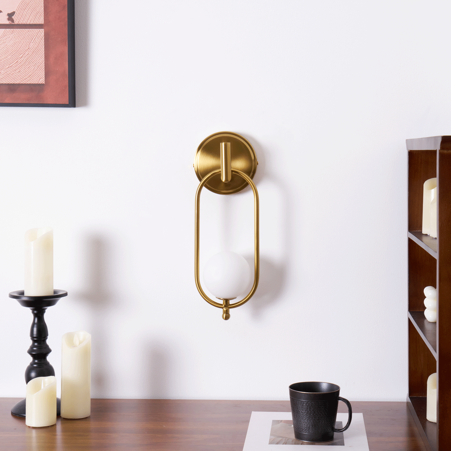 Elegant Aurea Brass Wall Light - Vintage Sconce for Bedroom, Living Room & Hallway - Dimmable LED Fixture for Warm Ambient Lighting