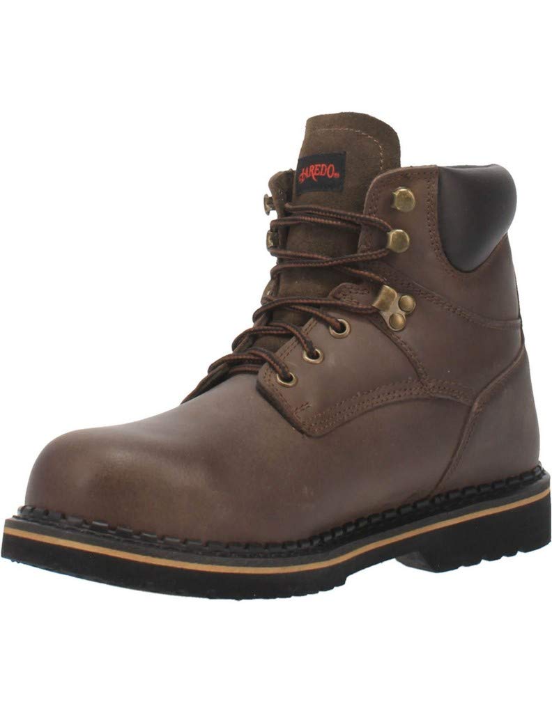 Laredo Men's Soft Toe Work Safety Shoes - Brown Leather Hub & Tack Casual Boots for Construction, Warehouse & Outdoor Work