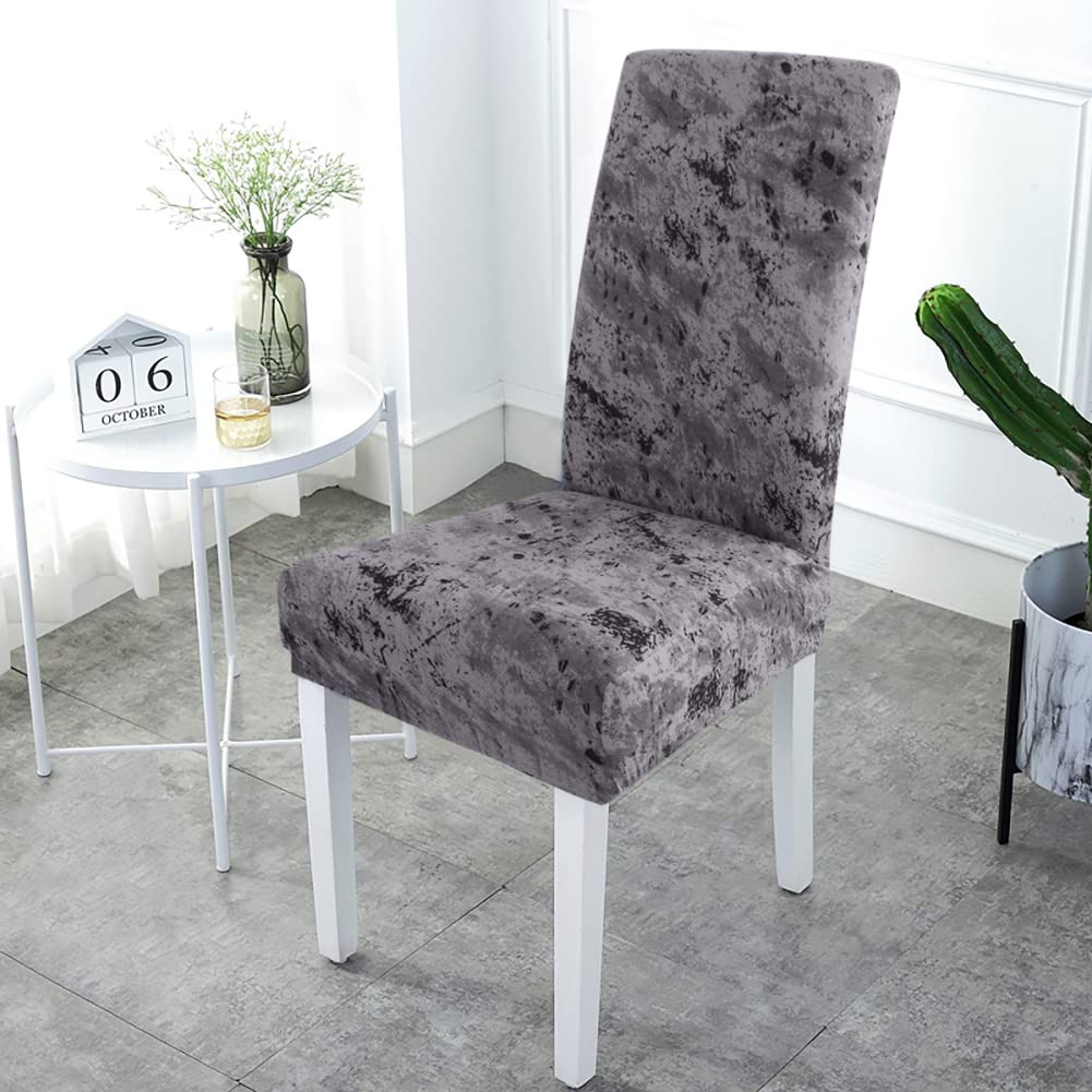 Tutuba Velvet Stretch Dining Chair Covers - Non-Slip Washable Chair Protector Slipcovers for Wedding, Banquet & Home Decor (Set of 2, Beige)