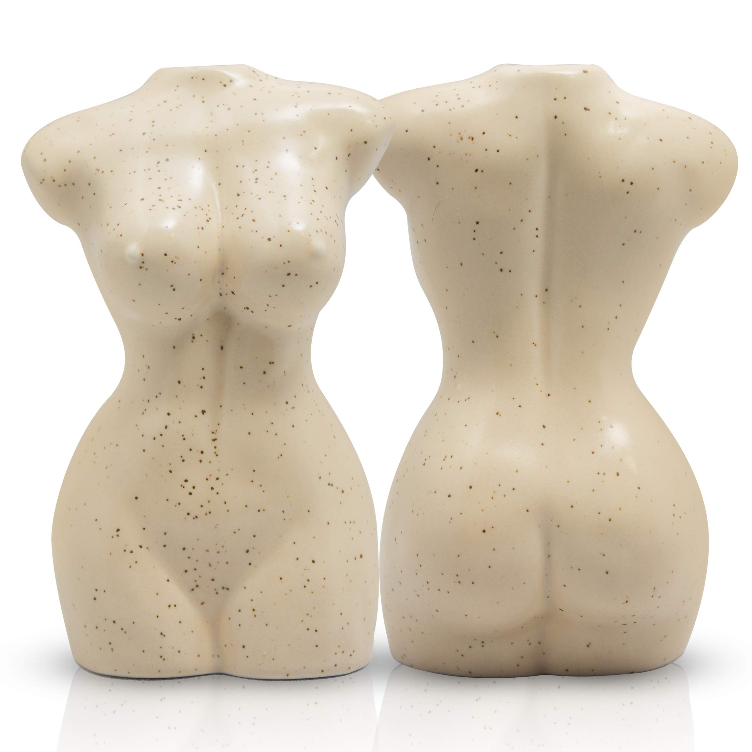 Female Body Vase - Ceramic Sculpture for Home Decor | Unique Woman Shaped Vase & Incense Holder | Handcrafted Beige Spotted Art Piece | Perfect for Boho Decor, Wedding Centerpieces & Gift Ideas