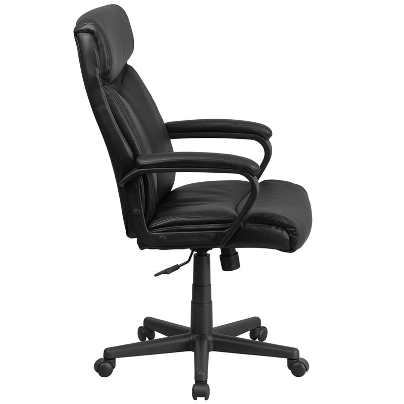Premium FLASH Raya High Back Executive Office Chair - Black LeatherSoft with Mesh Accent & Adjustable Arms - Ergonomic Swivel Desk Chair for Home Office, Conference Rooms & Workspaces