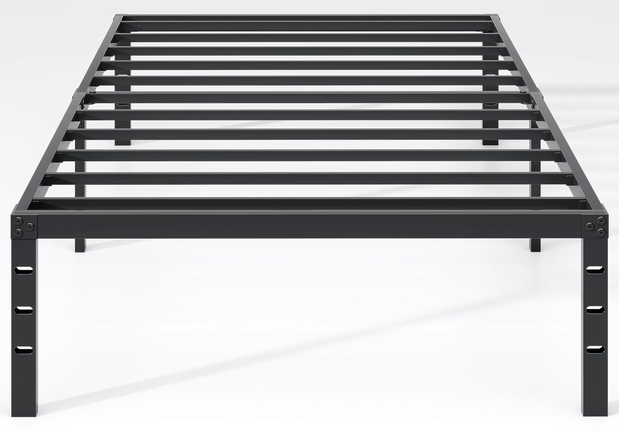 Metal Twin Size Bed Frame with Storage Space - Heavy Duty Sturdy Mattress Foundation, Easy Assembly No Box Spring Needed - 14 Inch Black Bed Frame for Small Spaces & Guest Rooms