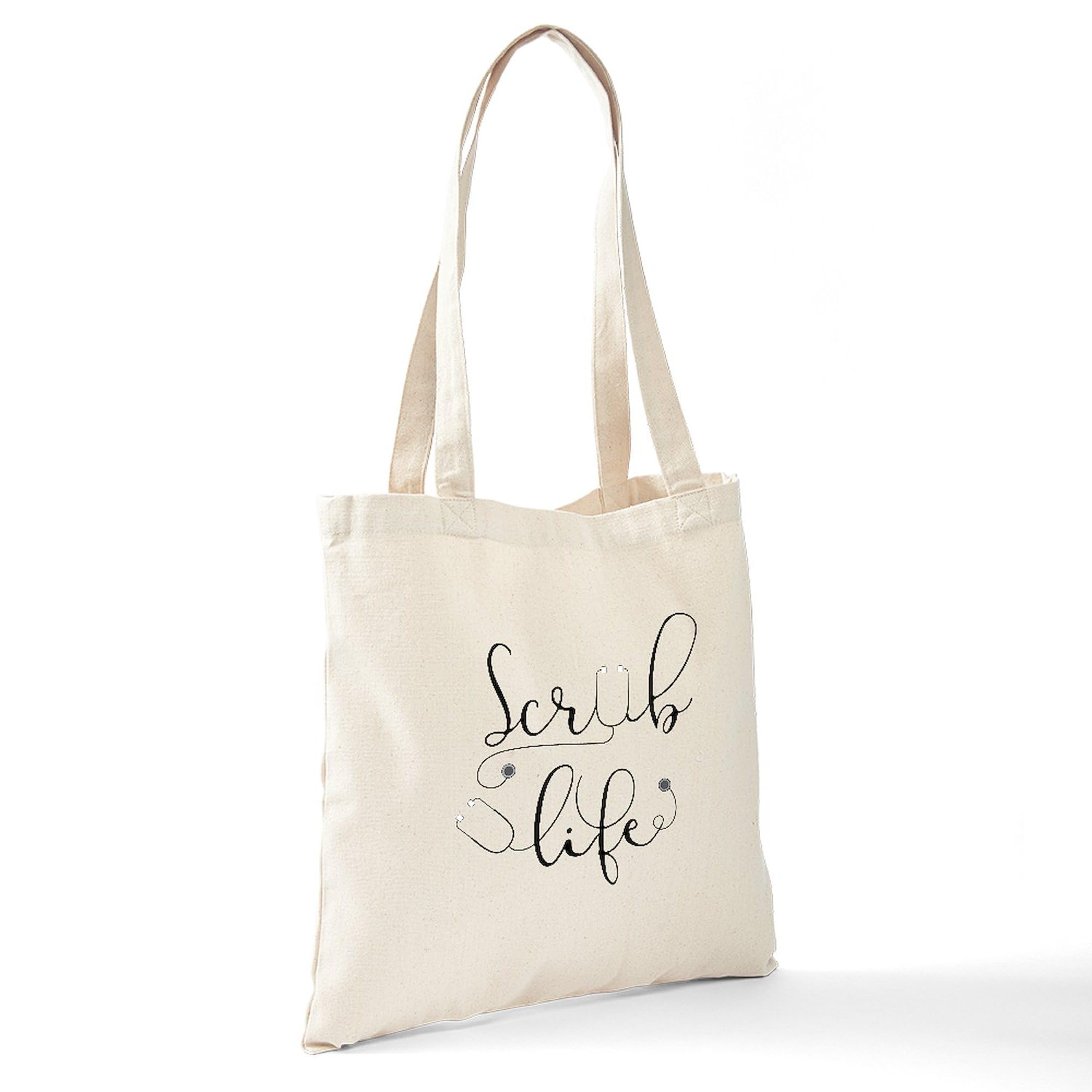 Scrub Life Tote Bag - Natural Canvas Reusable Shopping Bag for Nurses, Doctors & Healthcare Workers - Eco-Friendly Grocery Tote for Work, Hospital & Everyday Use