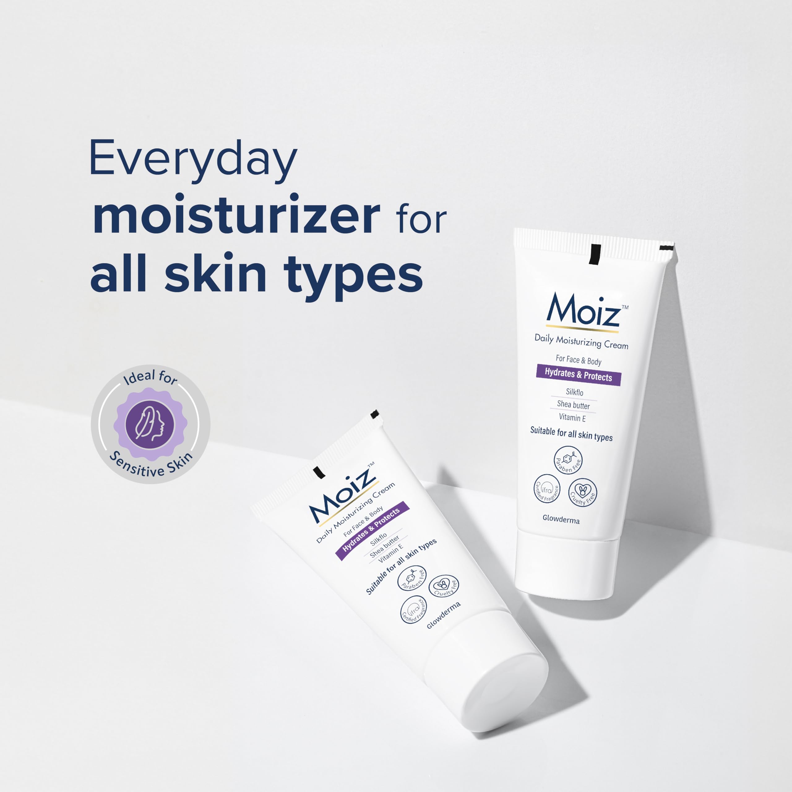 Moiz Daily Moisturizing Face & Body Cream with 9 Hydrating Ingredients | Fragrance-Free, Paraben-Free & Cruelty-Free | Ideal for Sensitive Skin | Perfect for Dry Skin Care & Daily Moisturizing Routine