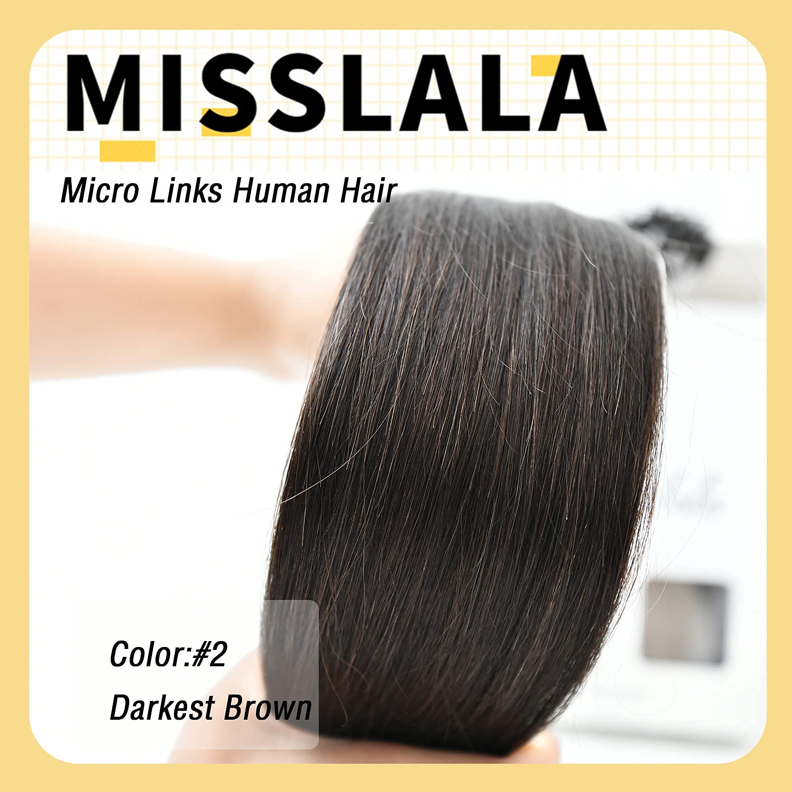 22 Inch 100% Human Hair Micro Loop Extensions - Remy Soft Straight Hair #2 Darkest Brown - 50 Strands (50g) | Perfect for Length & Volume, Styling, Parties & Everyday Wear
