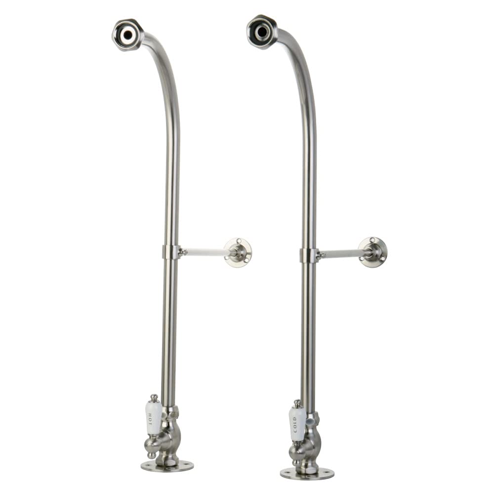 Kingston Brass CC458HCL 23-Inch Vintage Rigid Freestanding Faucet with Stops - Brushed Nickel Finish for Bathroom Sink or Powder Room