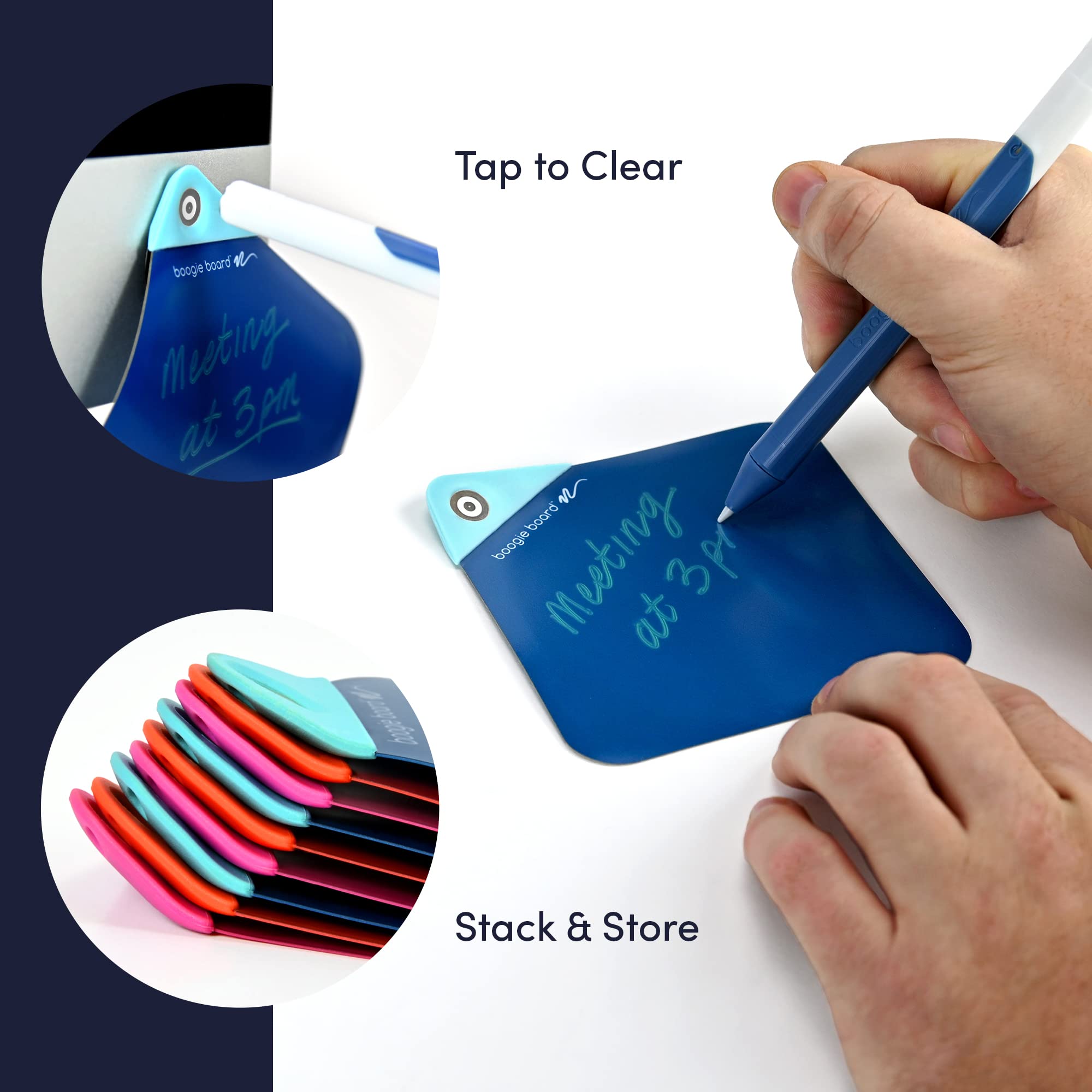 Boogie Board VersaNotes Starter Pack - Reusable 3-Pack 4x4 Dry-Erase Boards with Magnetic Mounting Plates & VersaPen - Eco-Friendly Sticky Note Alternative for Home, Office & Classroom - Perfect for To-Do Lists, Brainstorming & Memo Boards