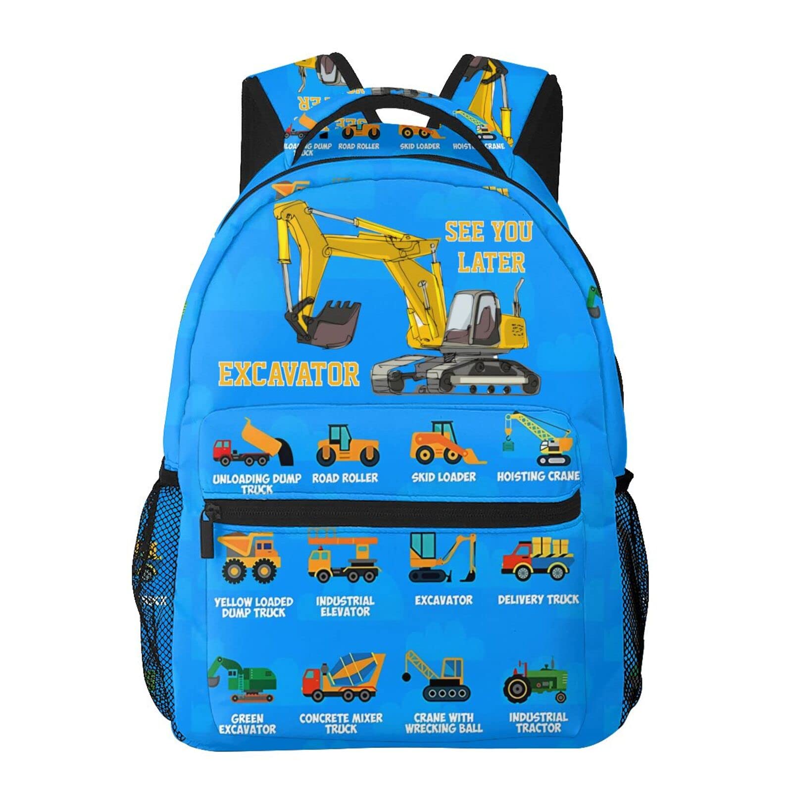 Heavy Duty Waterproof Truck Excavator Backpack for Men & Boys - Adjustable Strap Travel Laptop Backpack with Side Pockets - Perfect for Construction Work, Outdoor Adventures & Daily Commute